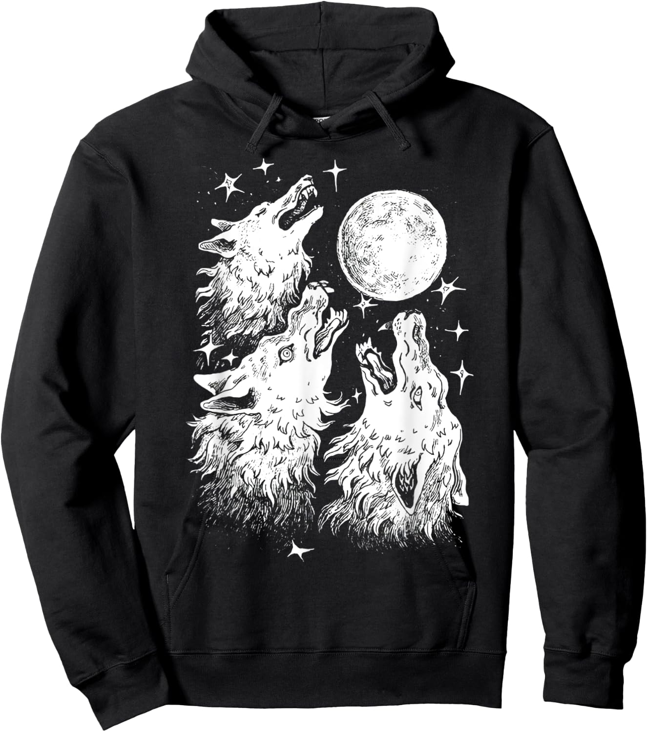 Three Wolves Howling at the Moon - Wolf Lover Hoodie - Hoodie | Black