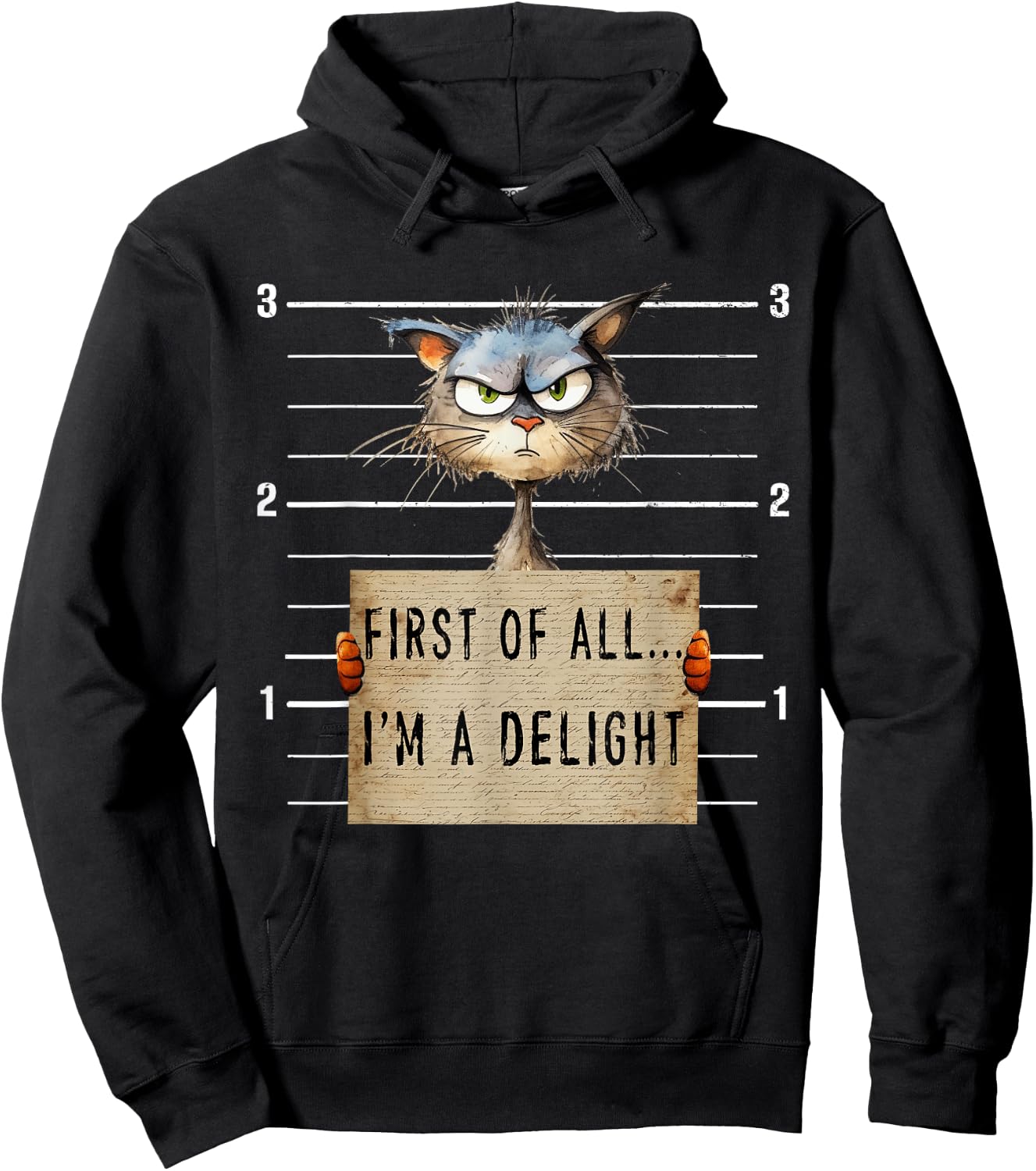 First Of All I'm A Delight Sarcastic Funny Cat Shirts Women Hoodie - Hoodie | Black