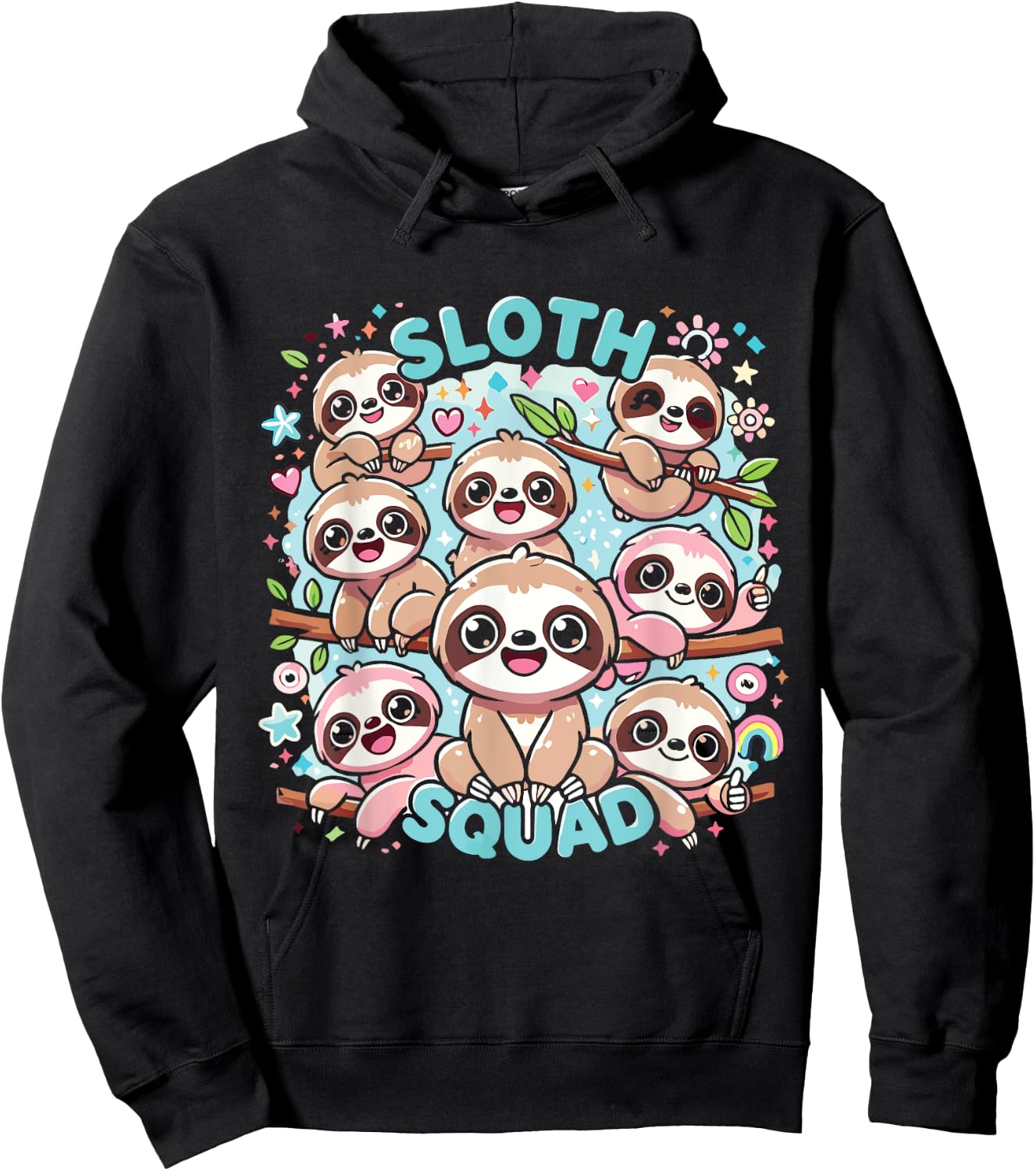 Sloth Squad Cute Sloth Hoodie - Hoodie | Black