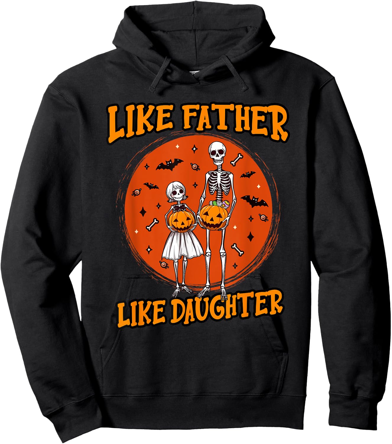 Skeleton Father Daughter Matching Halloween Costume Hoodie - Hoodie | Black