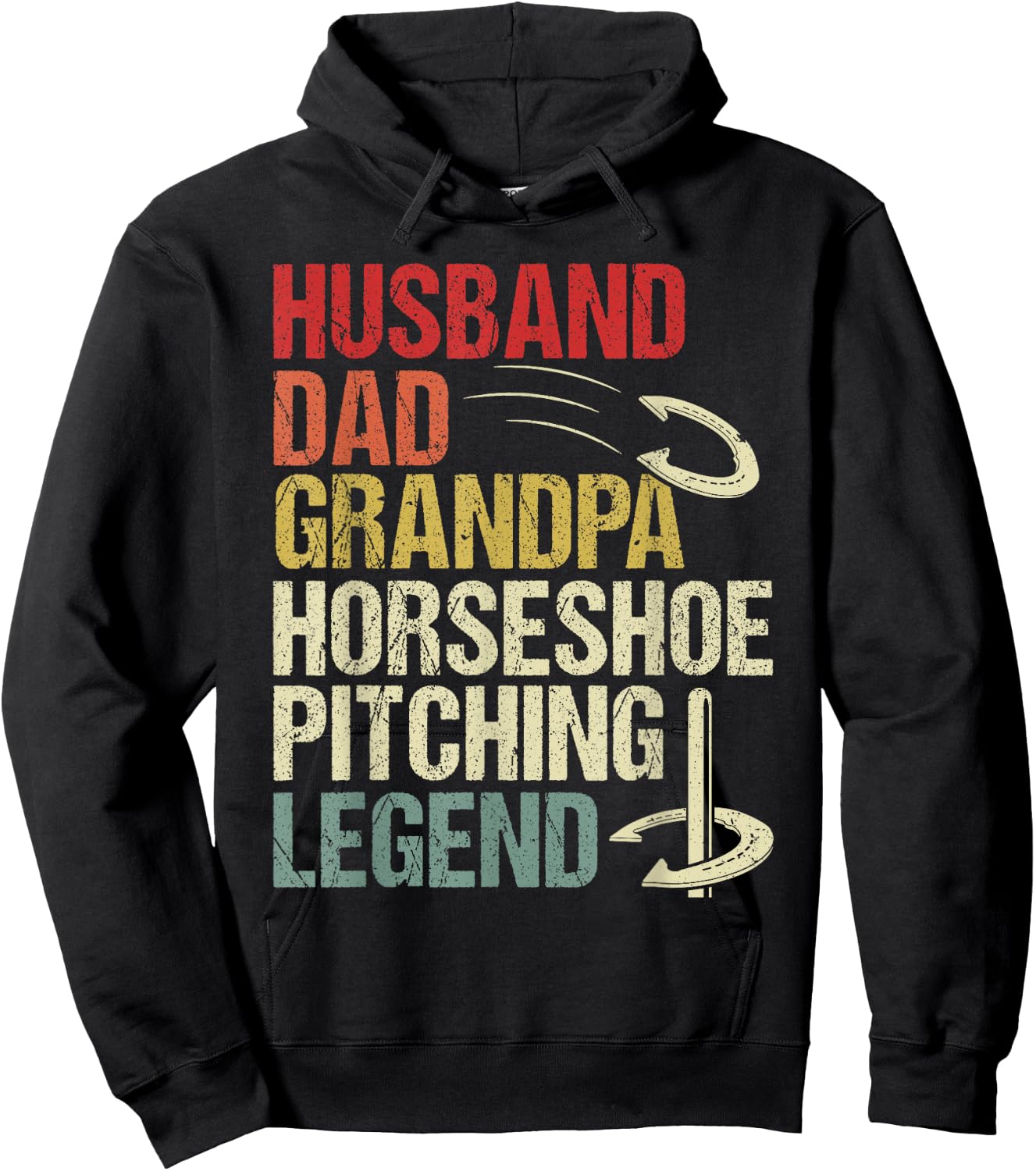 Retro Horseshoe Pitching Legend Grandpa Horseshoe Throwing Hoodie - Hoodie | Black