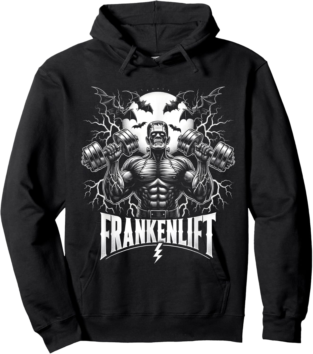 Frankenstein Monster Halloween Gym Workout Enthusiast Hoodie - Hoodie | Black