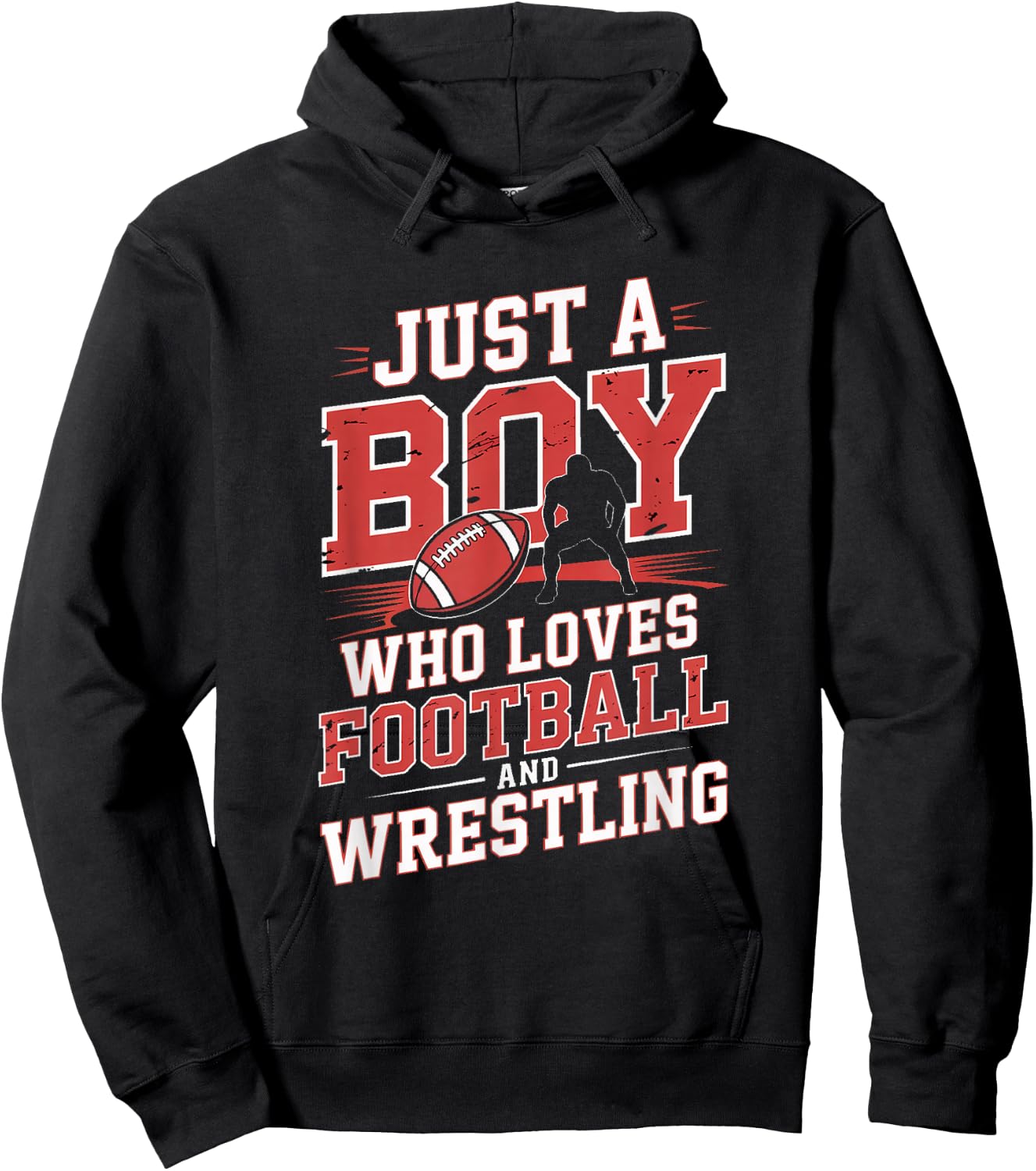 Just A Boy Who Loves Football and Wrestling Sports Hoodie - Hoodie | Black