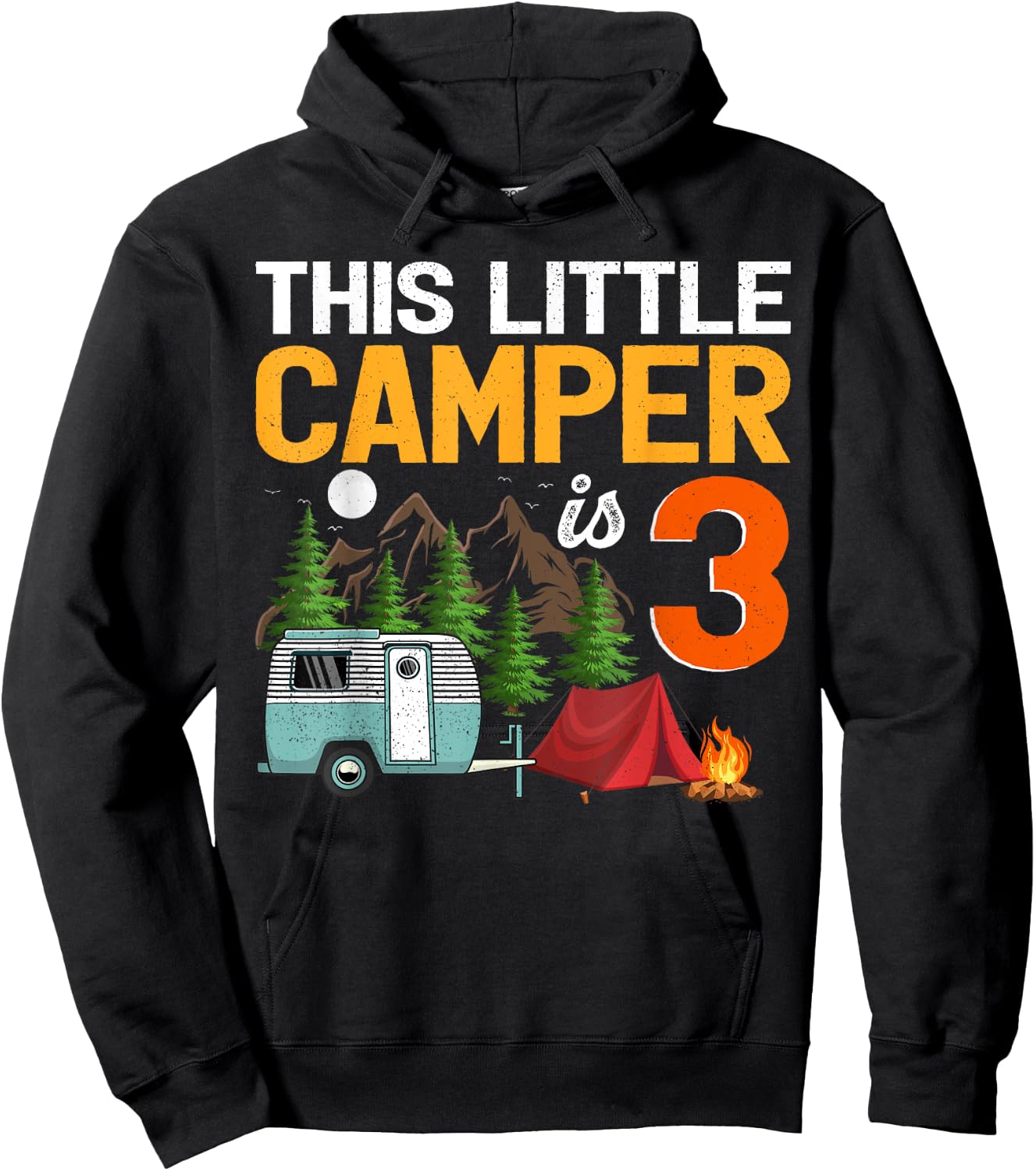 This Little Camper Is 3 Year Old Camping 3rd Birthday Hoodie - Hoodie | Black