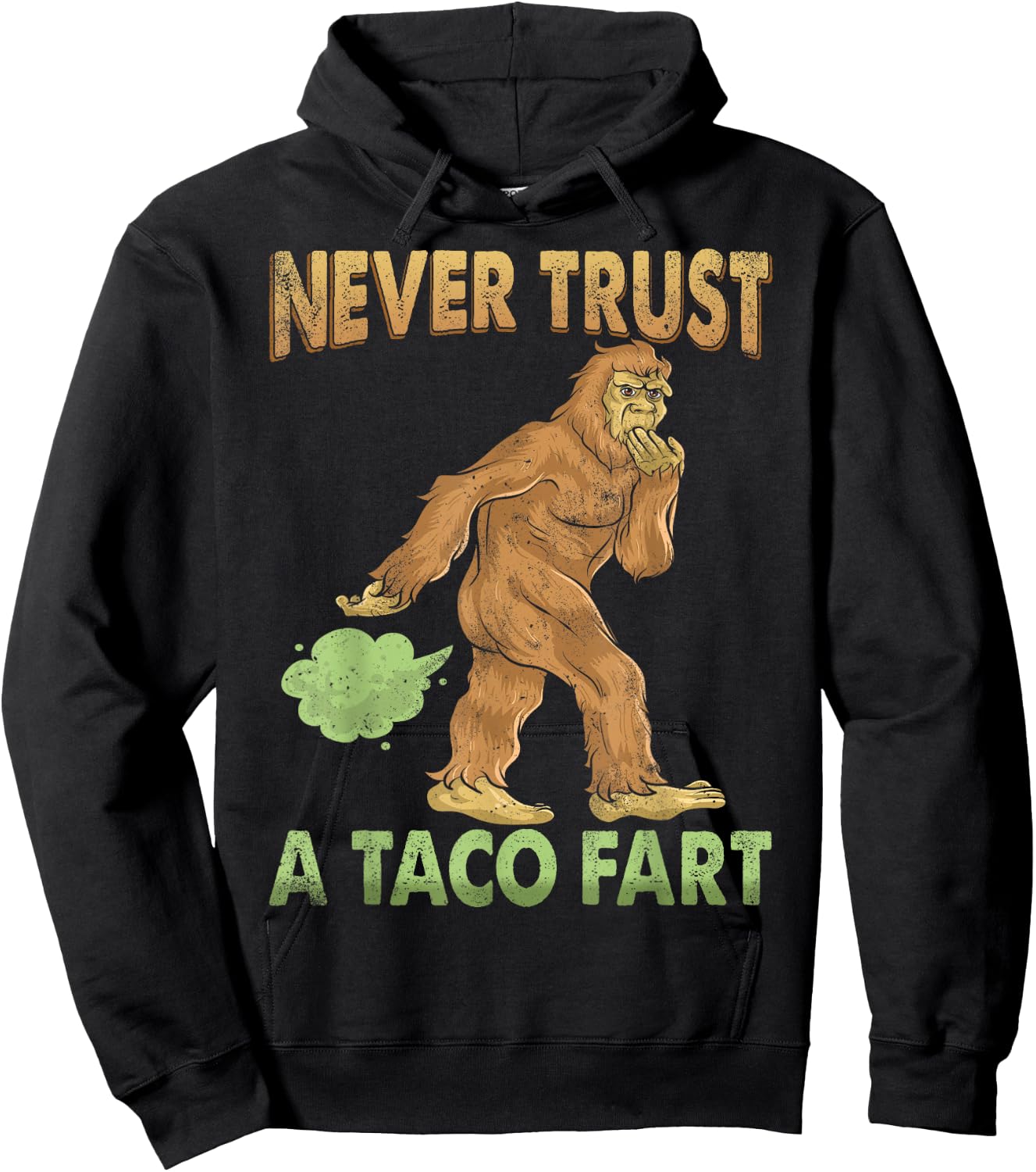Funny Gasquatch Farting Shirt Gag Gift Taco Fart Hoodie - Hoodie | Black