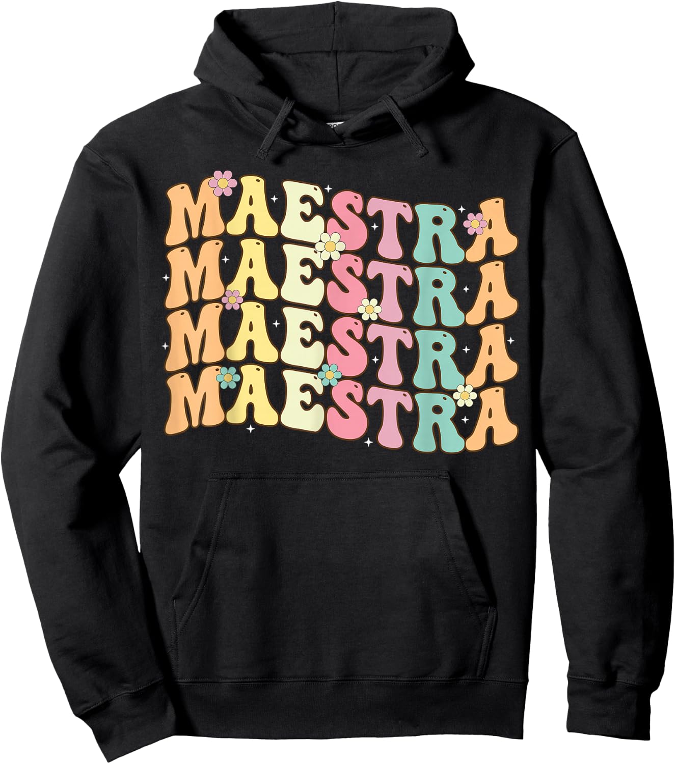 Retro Groovy Maestra Back To School Spanish Teacher Women Hoodie - Hoodie | Black