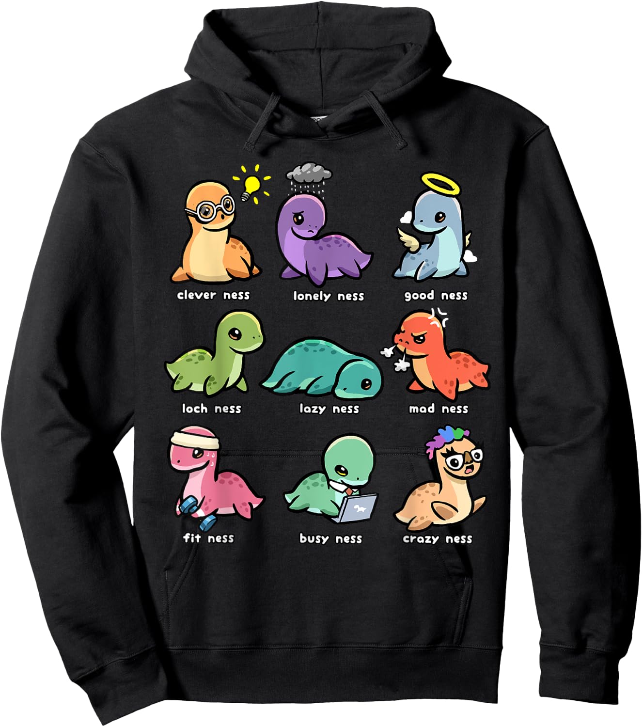 Loch Ness Monster Shirt Funny Types of Ness Cryptid Nessie Hoodie - Hoodie | Black