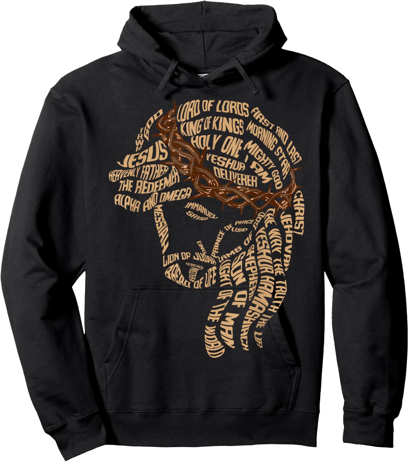 Names of Jesus Christ Face Christian Gospel Religious Bible Hoodie - Hoodie | Black