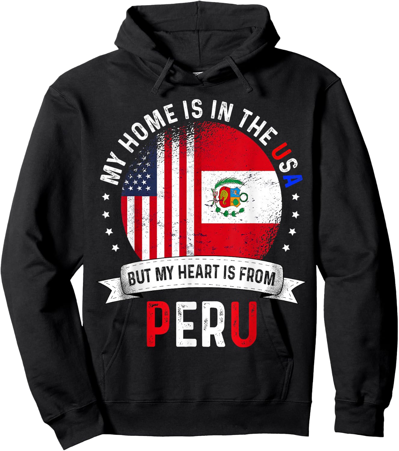 Peruvian American Patriot Heart is from Peru Flag Hoodie - Hoodie | Black