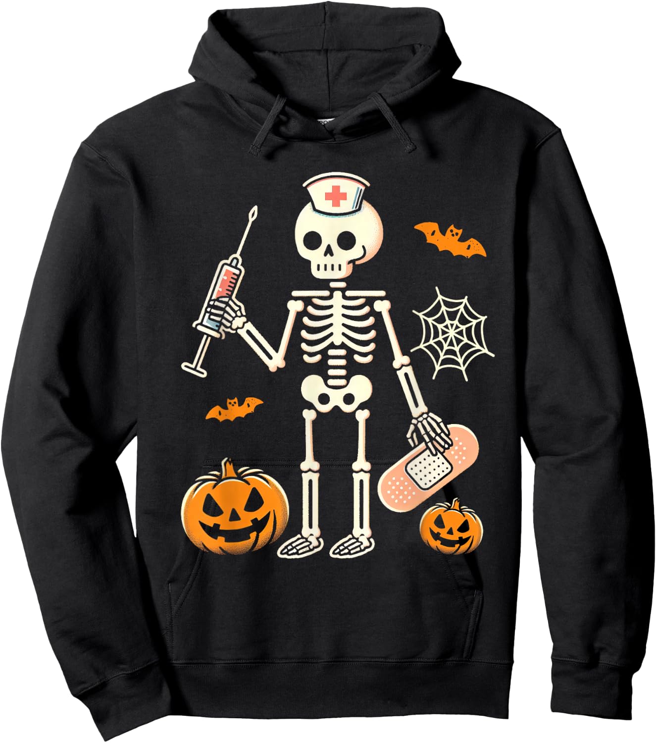 Halloween Nicu Nurse Skeleton Scrub Top Costume Women Men Hoodie - Hoodie | Black