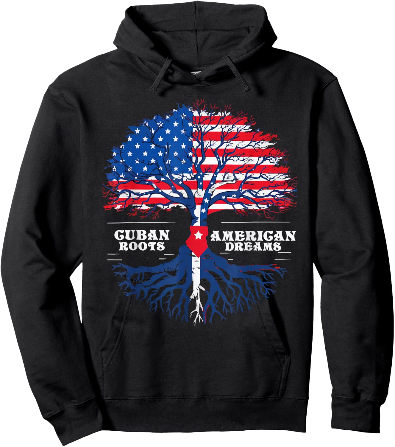 Half Cuban Half American USA Flag Cuba America Hoodie - Hoodie | Black