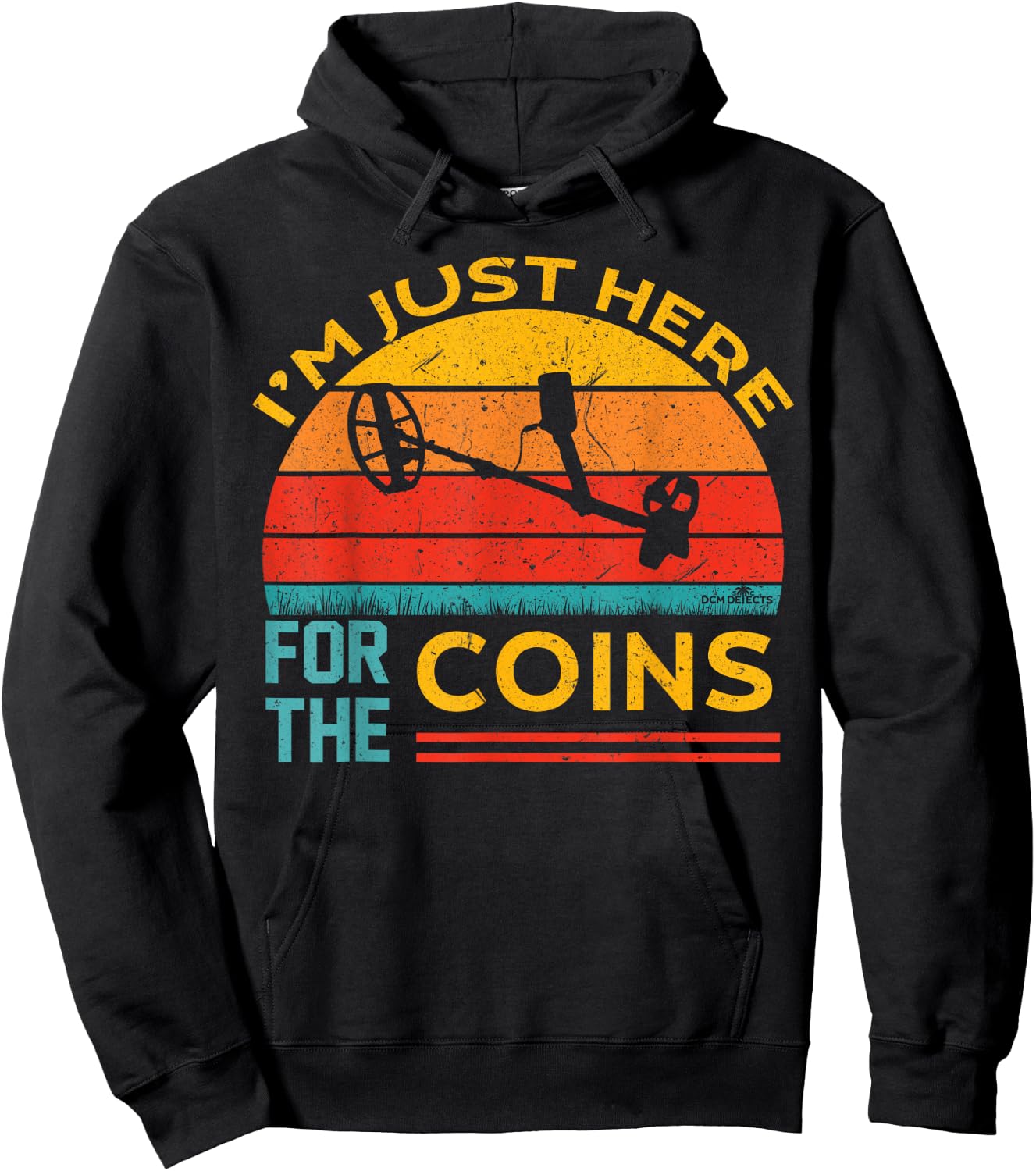 Retro Sunset Coin Hunter Metal Detecting Hoodie - Hoodie | Black