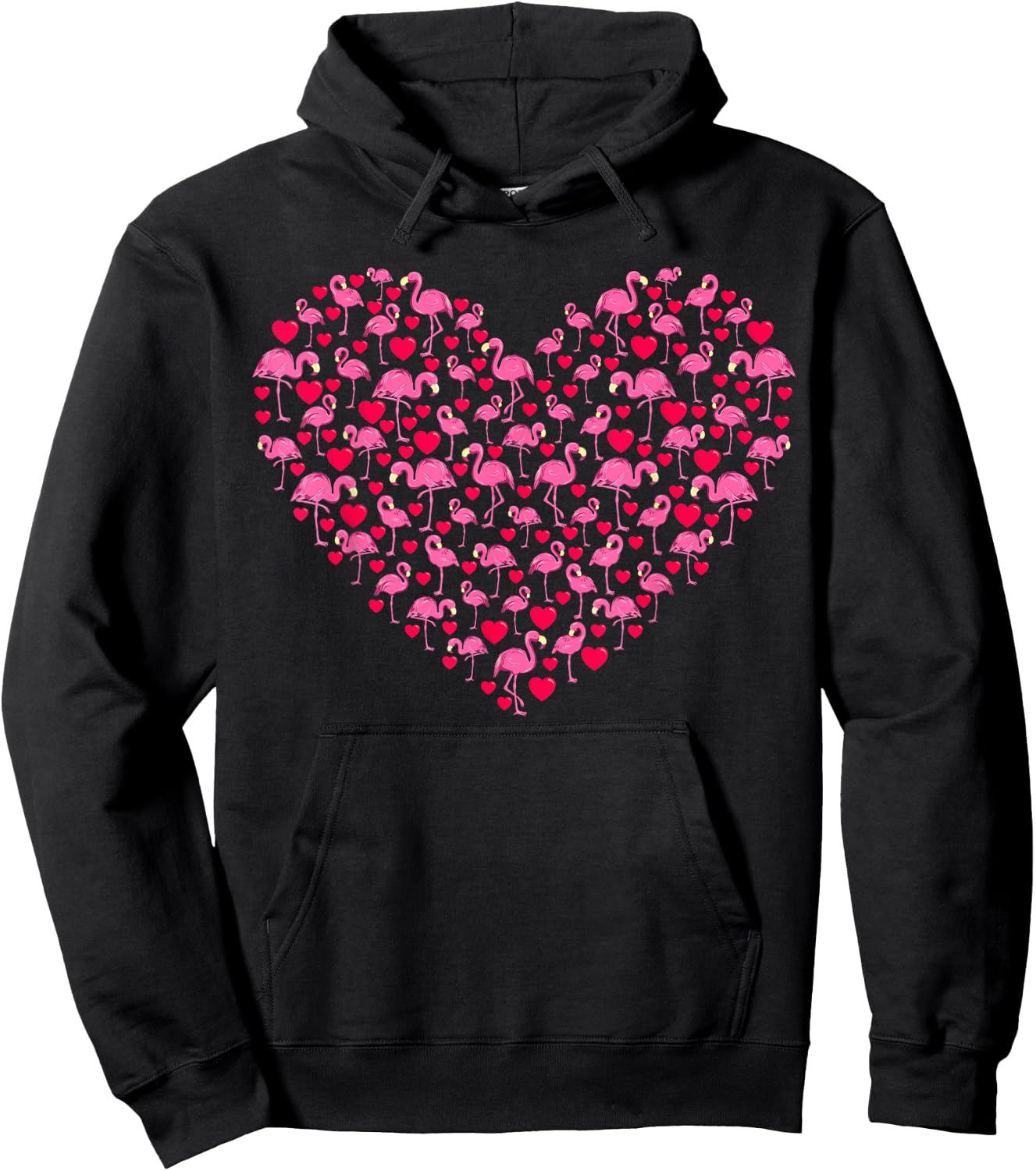 Heart Shape Flamingo Valentine's Day Flamingo Lover Couples Hoodie - Hoodie | Black