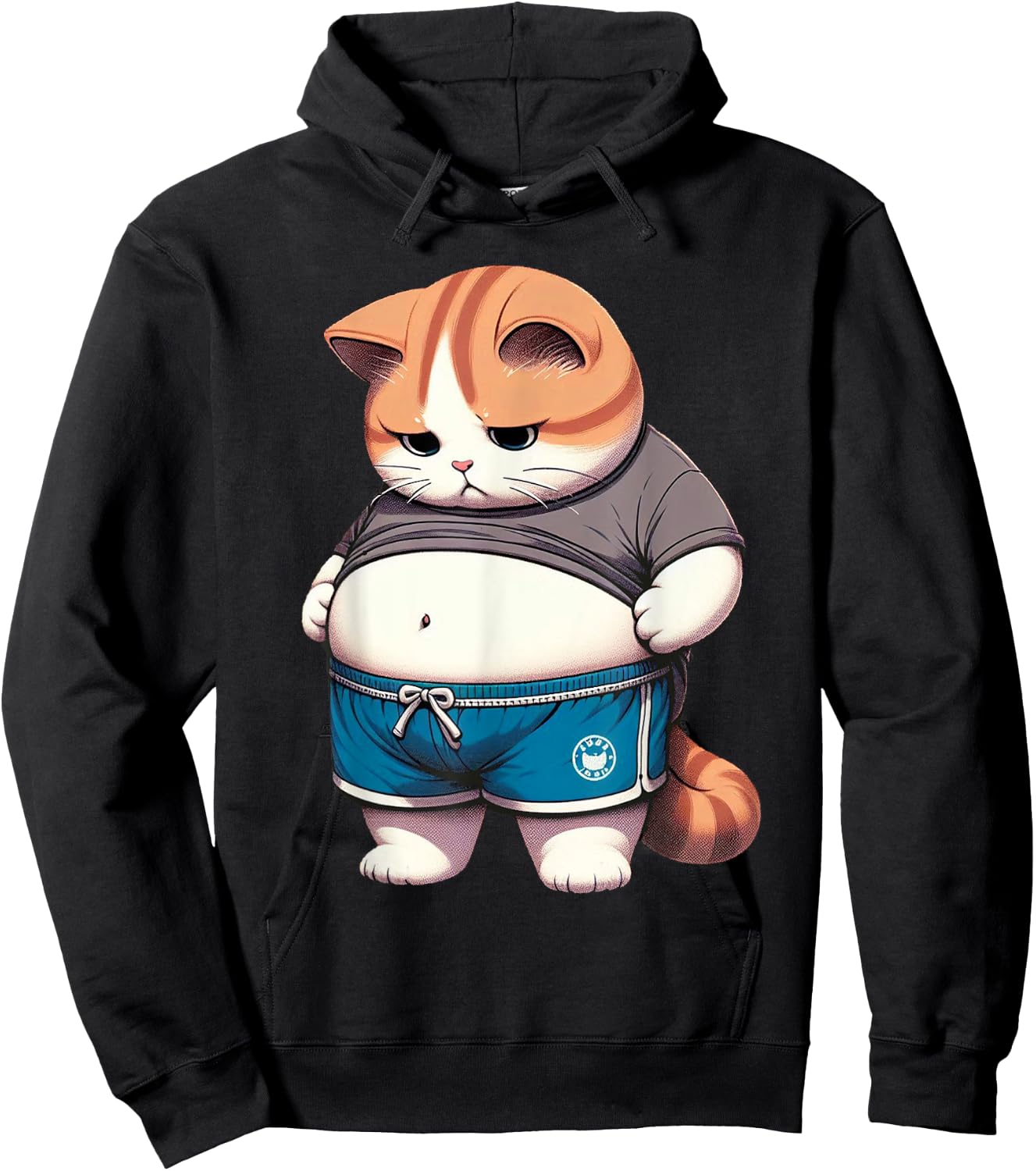 Funny Fat Cat Cute Chubby Kitten Hoodie - Hoodie | Black