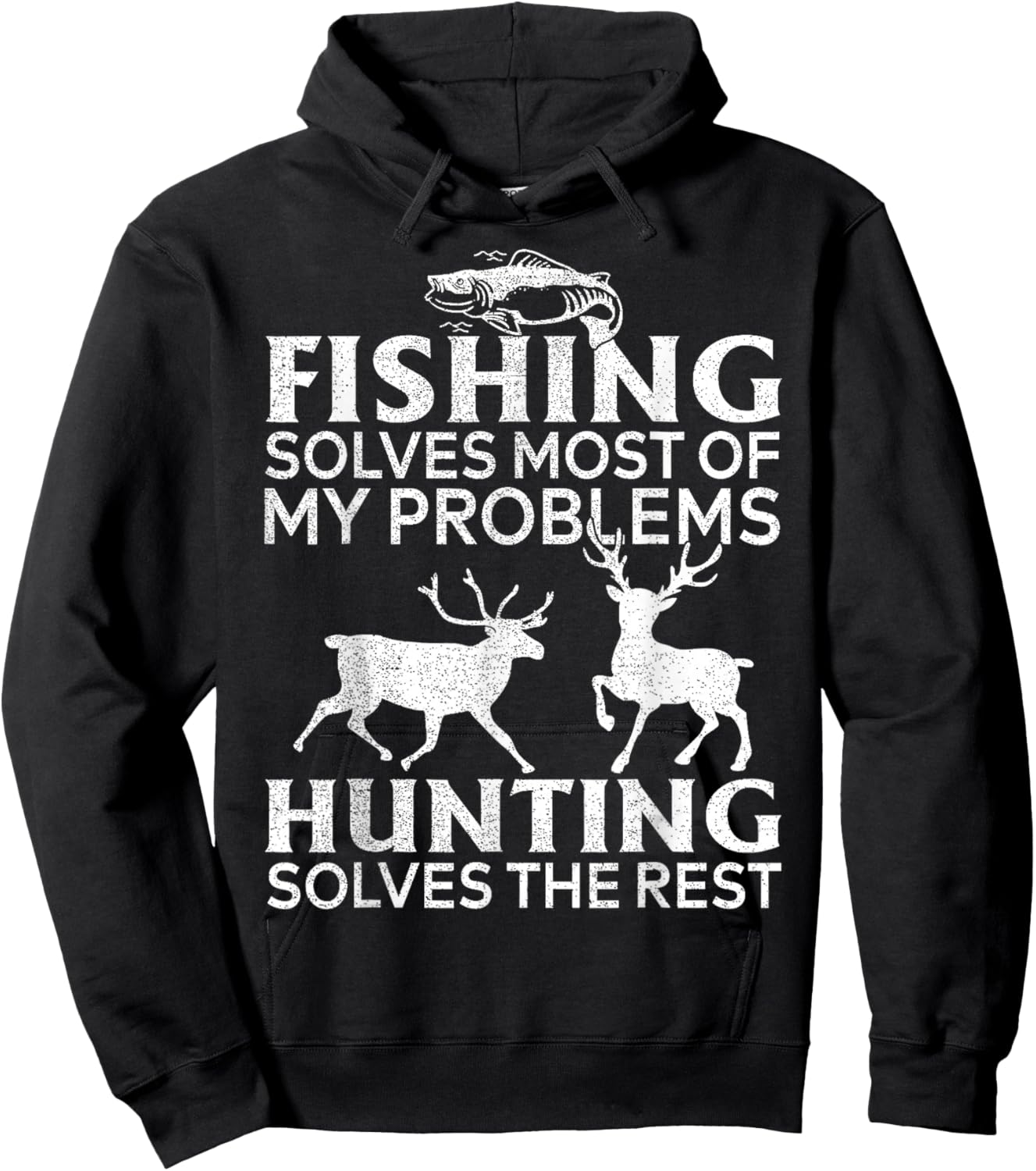 Funny Fishing And Hunting Gift Christmas Humor Hunter Cool Hoodie - Hoodie | Black