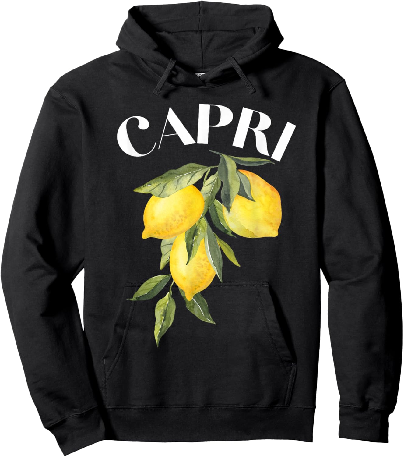 Capri Lemon Art Italian Fruit Lover Italy Island Vintage Hoodie - Hoodie | Black