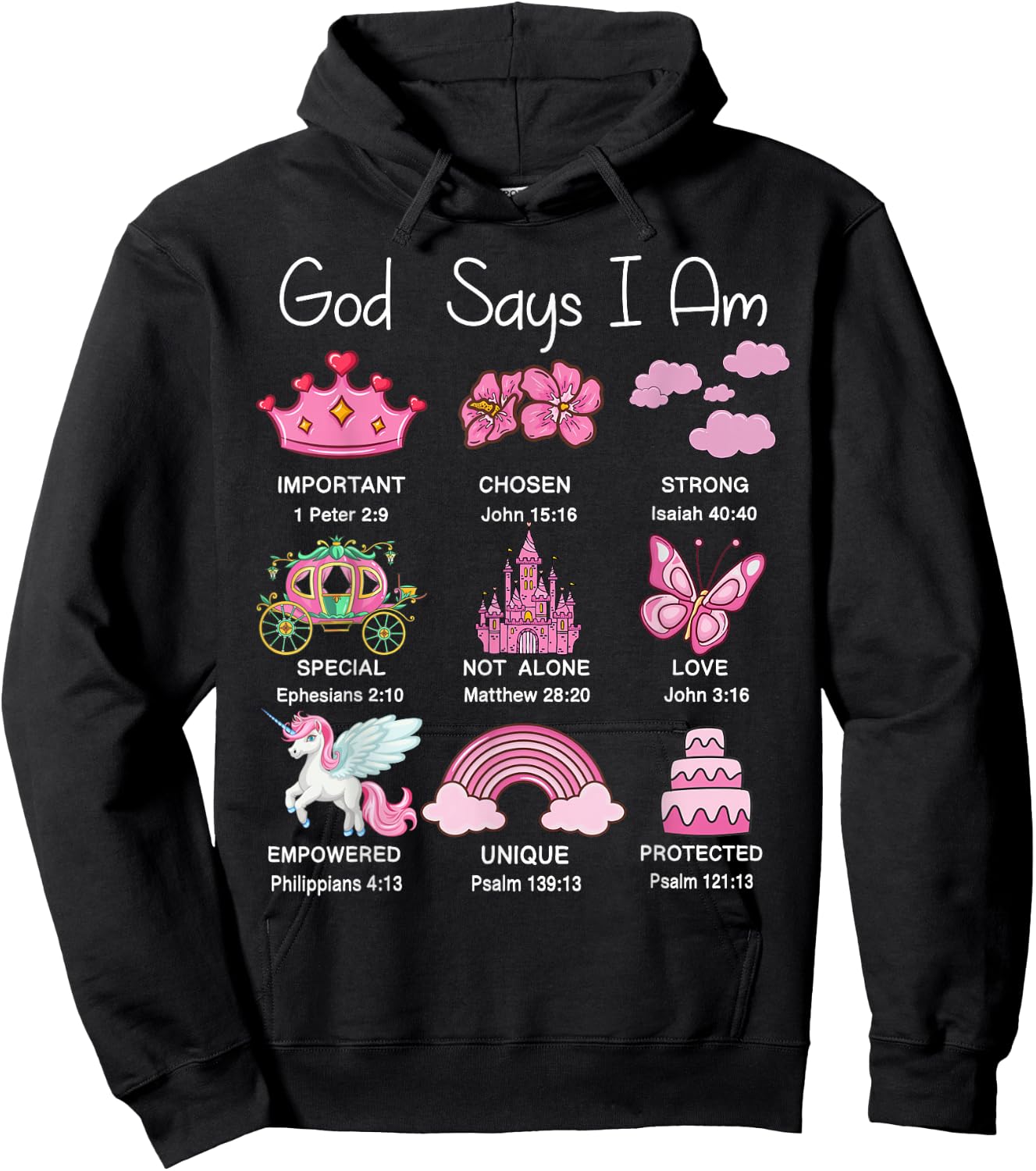 Christian Girl God Say I Am Princess Jesus Faith Bible Verse Hoodie - Hoodie | Black