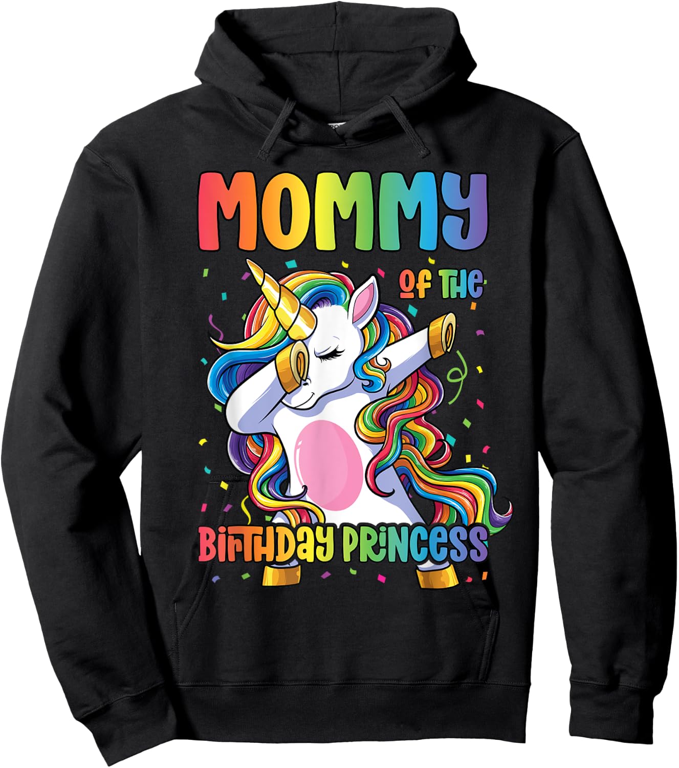 Mommy of the Birthday Princess Girl Dabbing Unicorn Mom Hoodie - Hoodie | Black