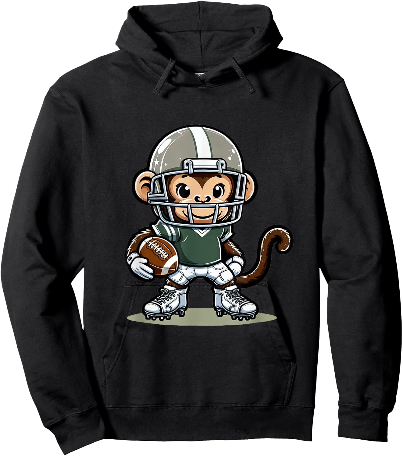Cute American Football Player Monkey Hoodie - Hoodie | Black