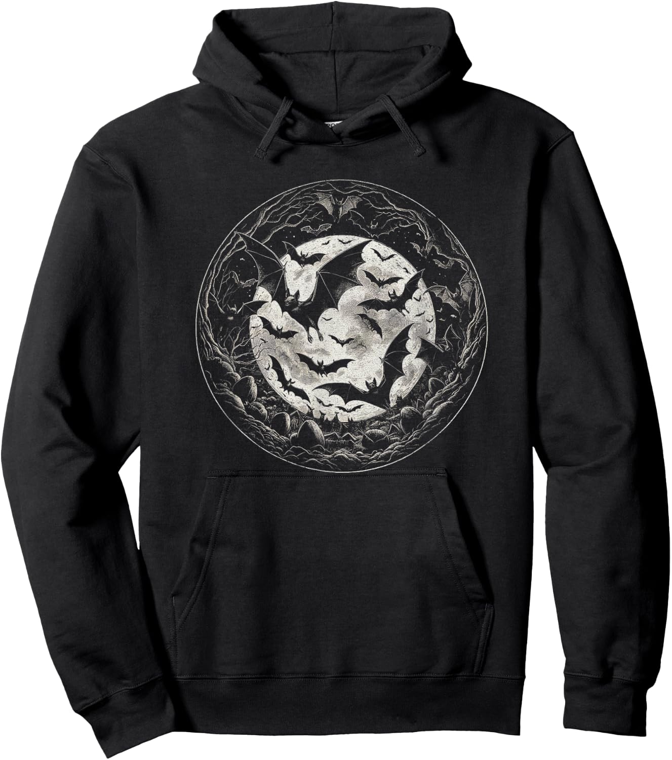 Bats With Moon Graphic Gothic Art Design And Men Hoodie - Hoodie | Black