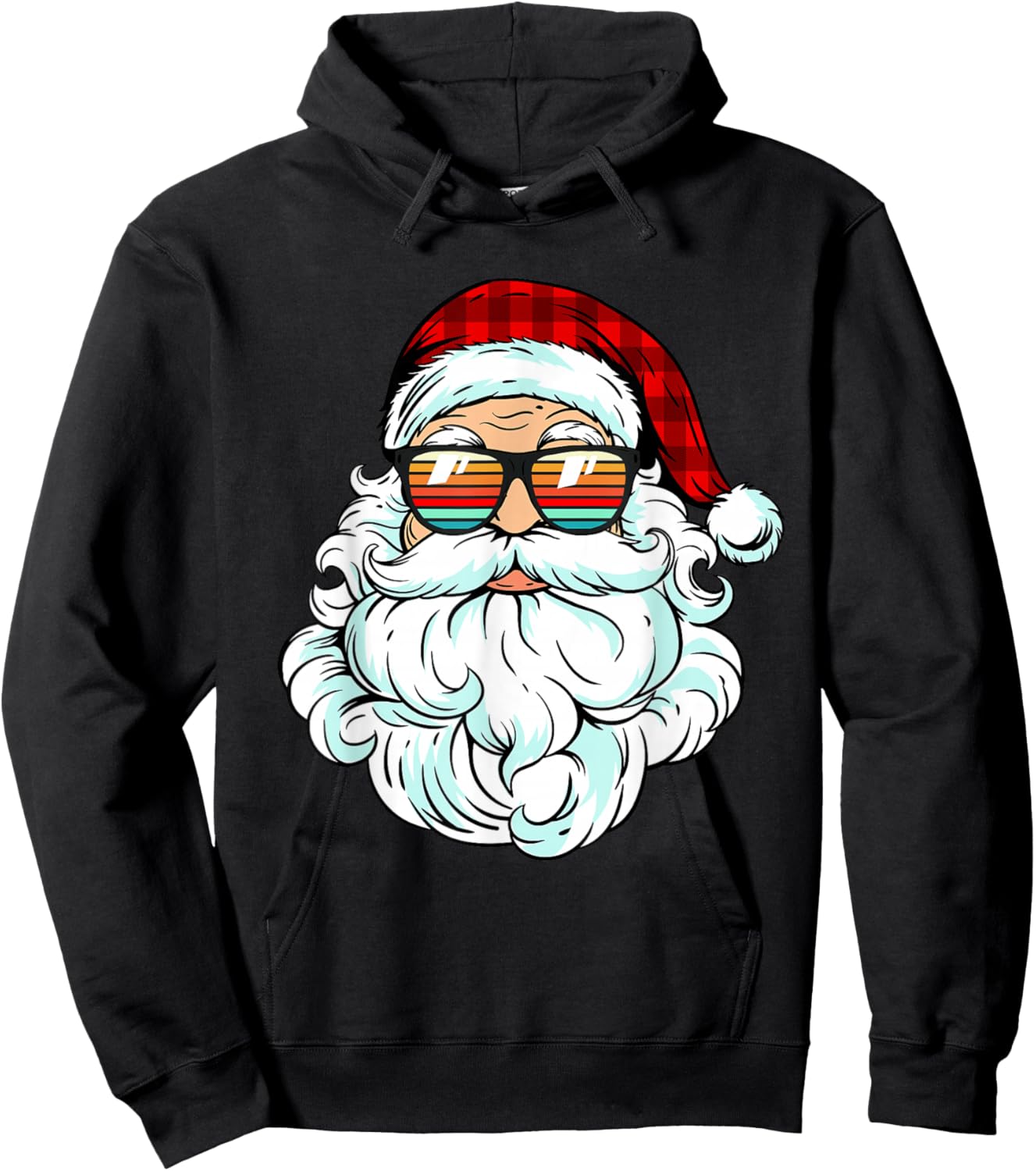 Santa Face Retro Sunglasses Christmas Kids Men Women Hoodie - Hoodie | Black