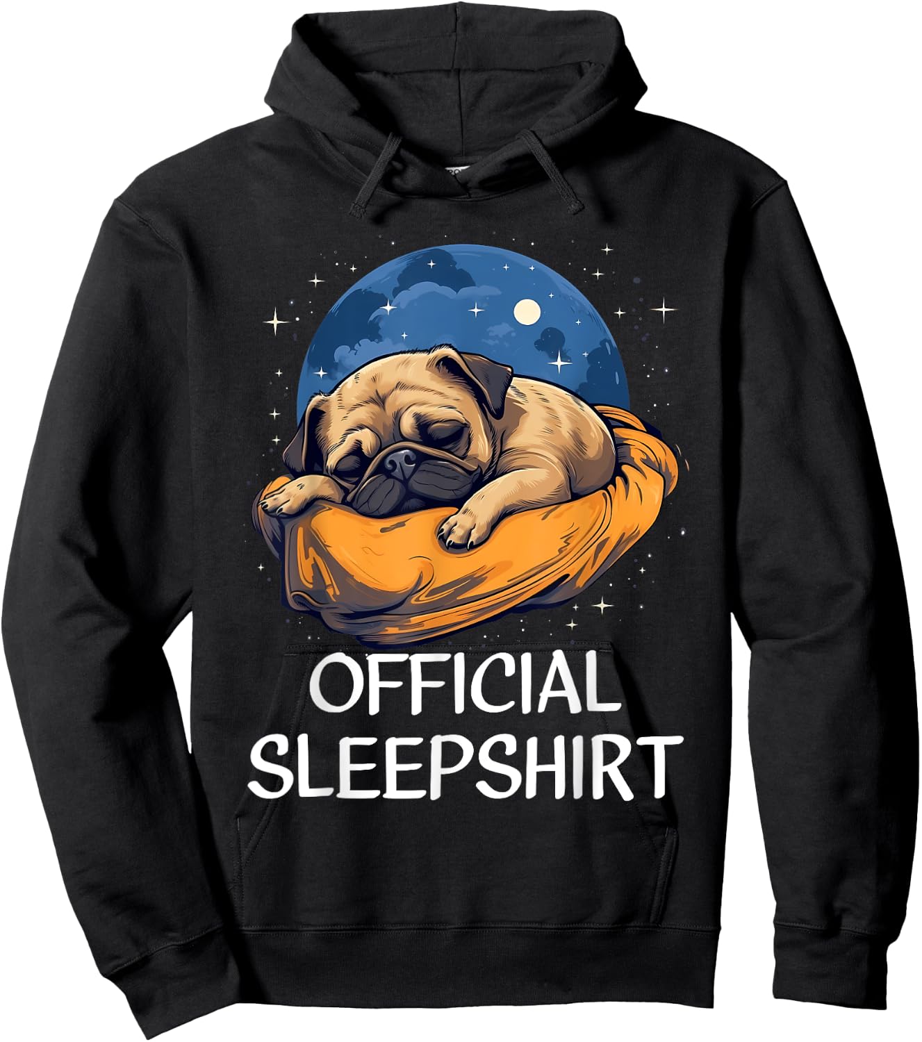 Official Sleep Shirt Pug Nightshirt Pajama Sleepshirt Hoodie - Hoodie | Black