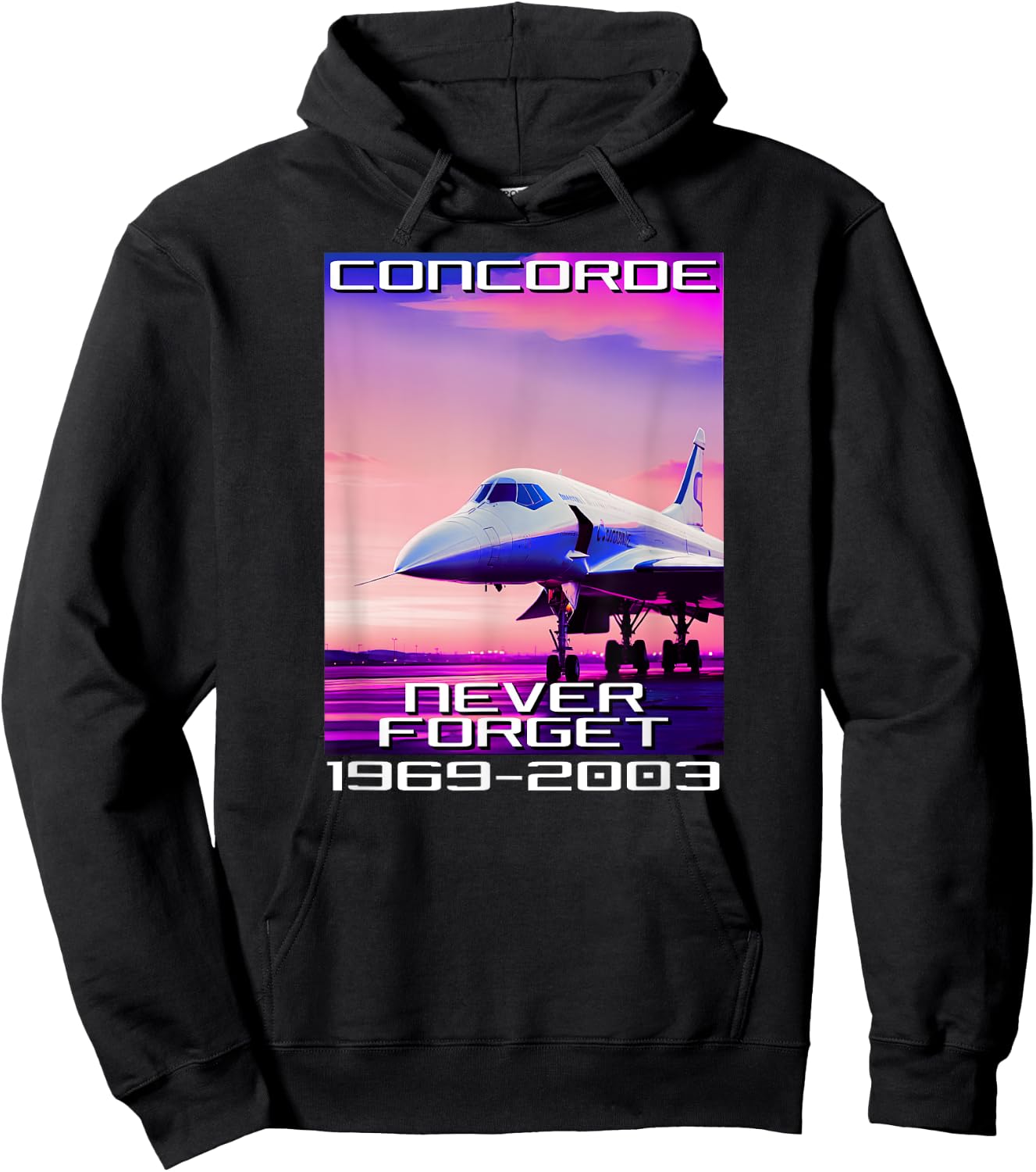 Concorde Never Forget Synthwave Retro Hoodie - Hoodie | Black