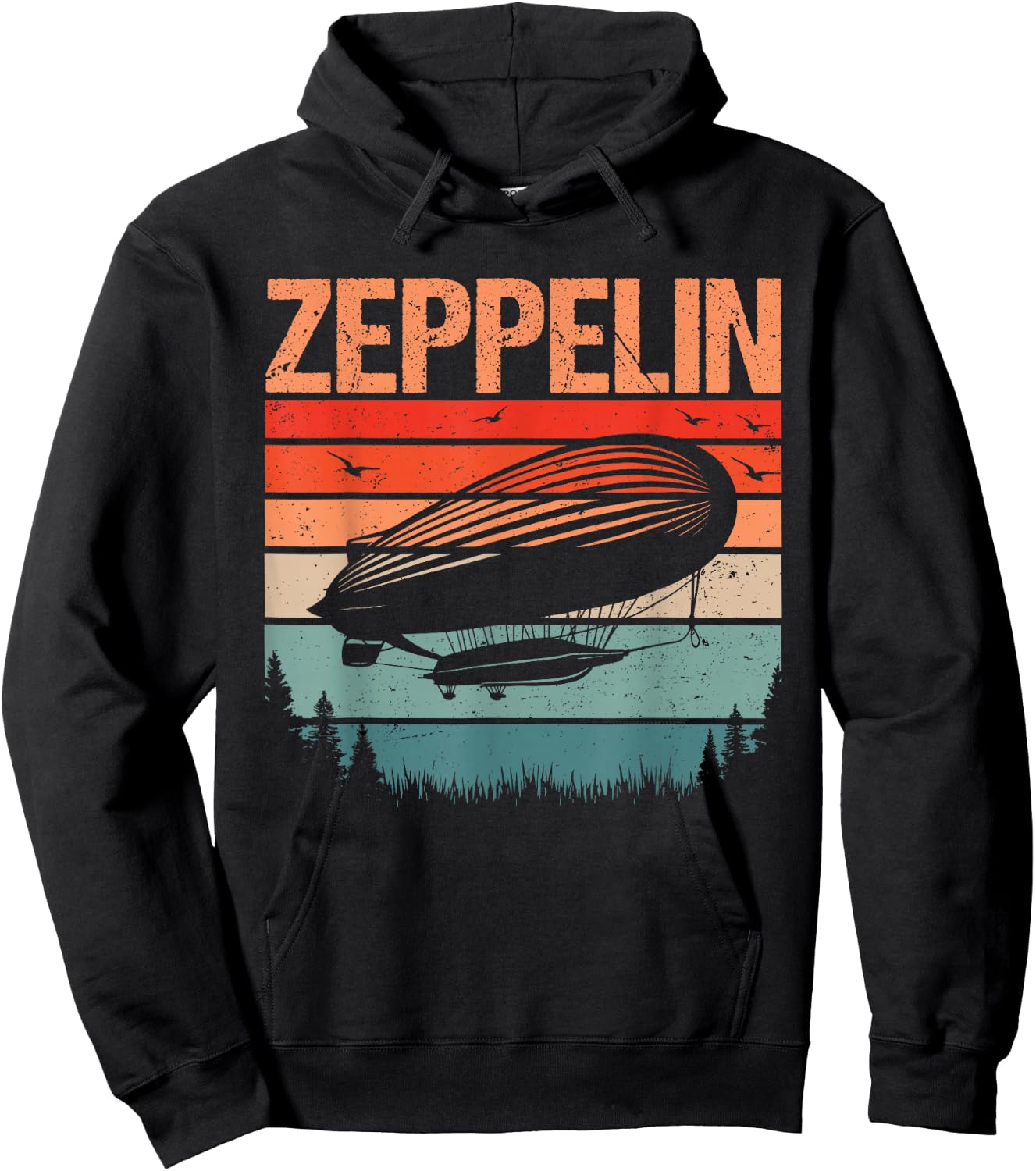 Retro Vintage Zeppelin Airship Aviation Blimp Men Women Kids Hoodie - Hoodie | Black
