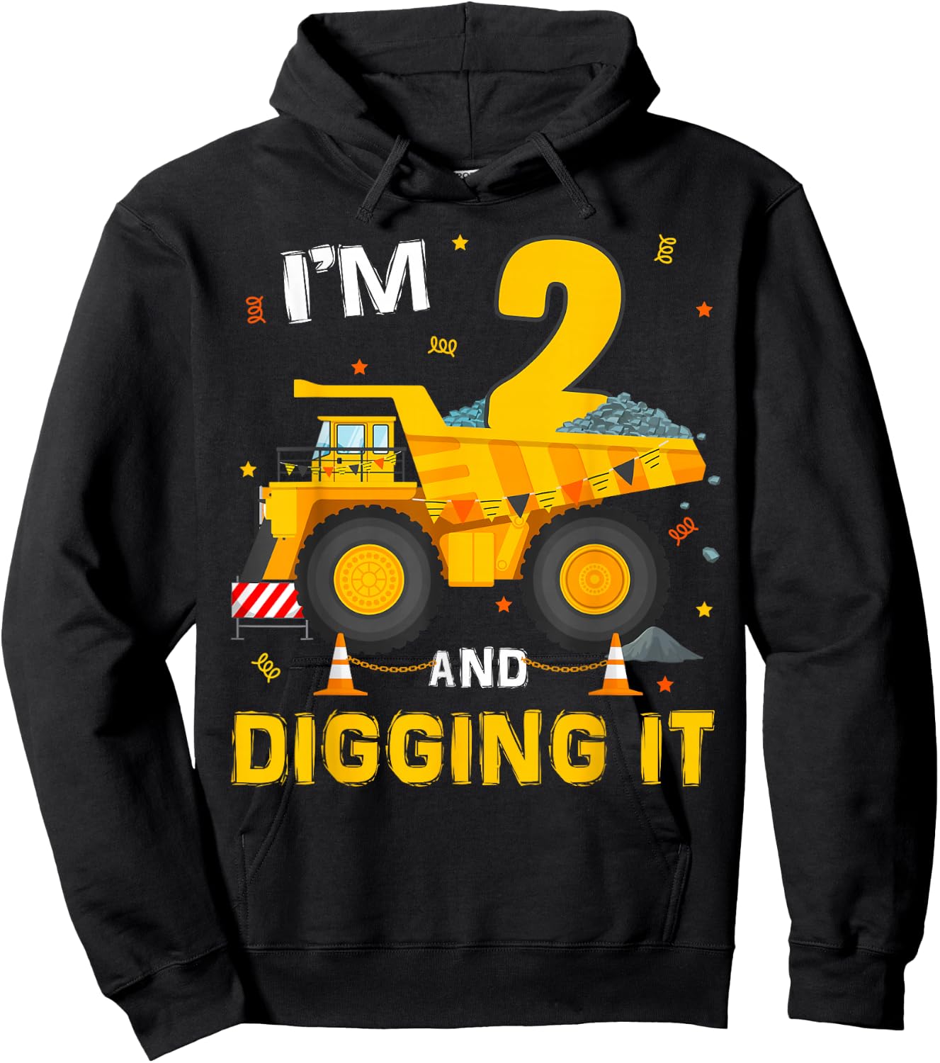 I'm 2 And Digging It 2Yr Old 2nd Birthday Construction Boy Hoodie - Hoodie | Black