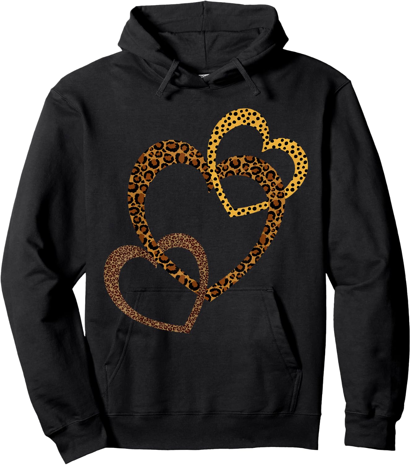 Hearts Love Leopard Cheetah Shirt Women's Animal Print Hard Hoodie - Hoodie | Black