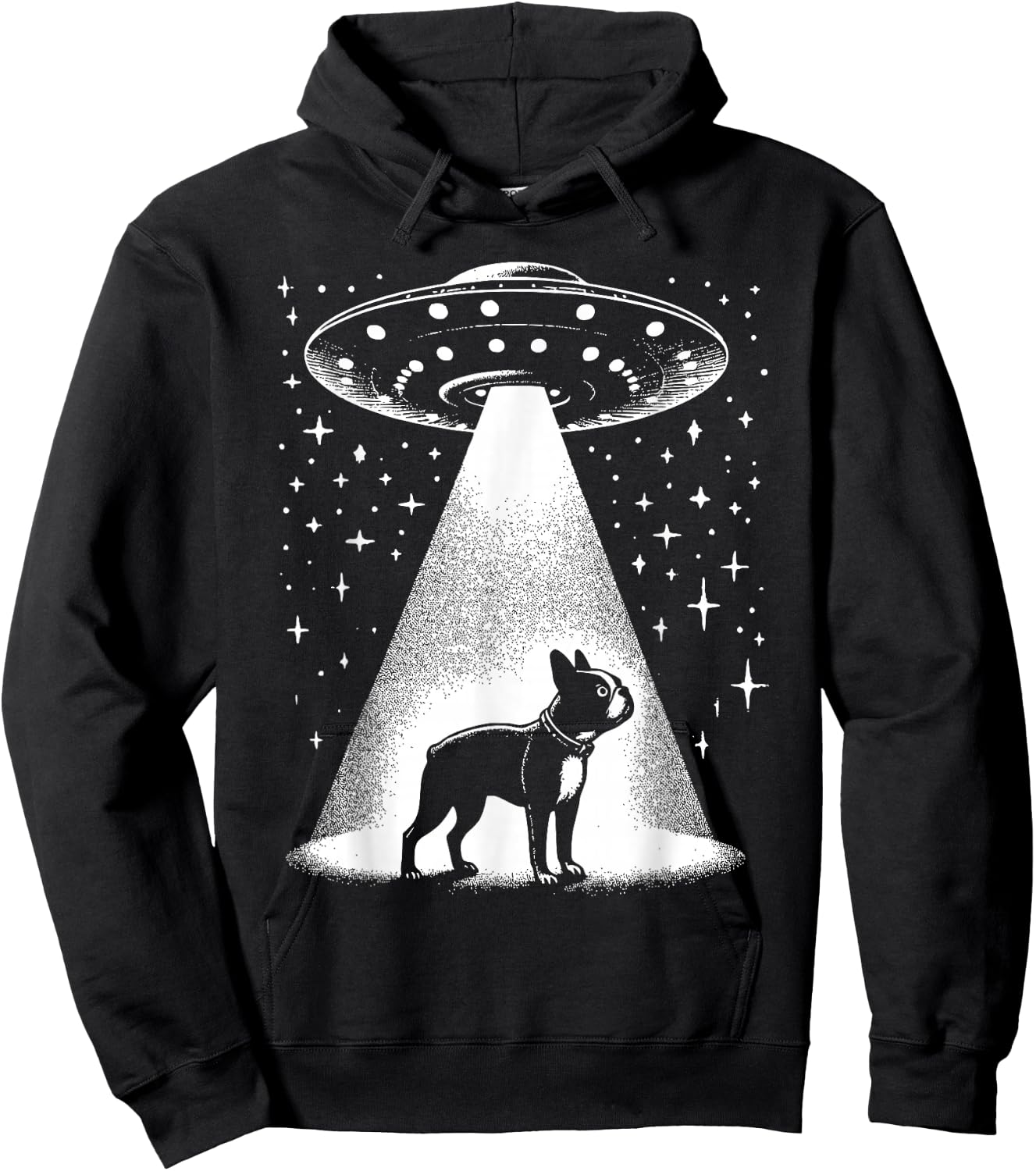 Boston Terrier Mom Dad Dog - Funny Alien UFO Women Hoodie - Hoodie | Black