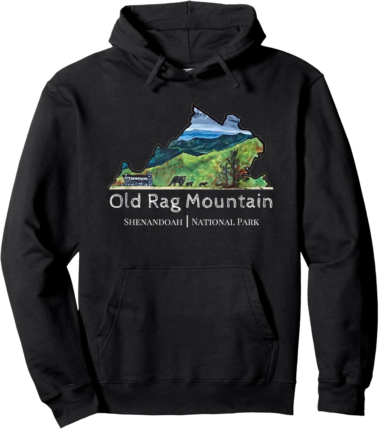 Old Rag Mountain Shenandoah National Park VA Hoodie - Hoodie | Black