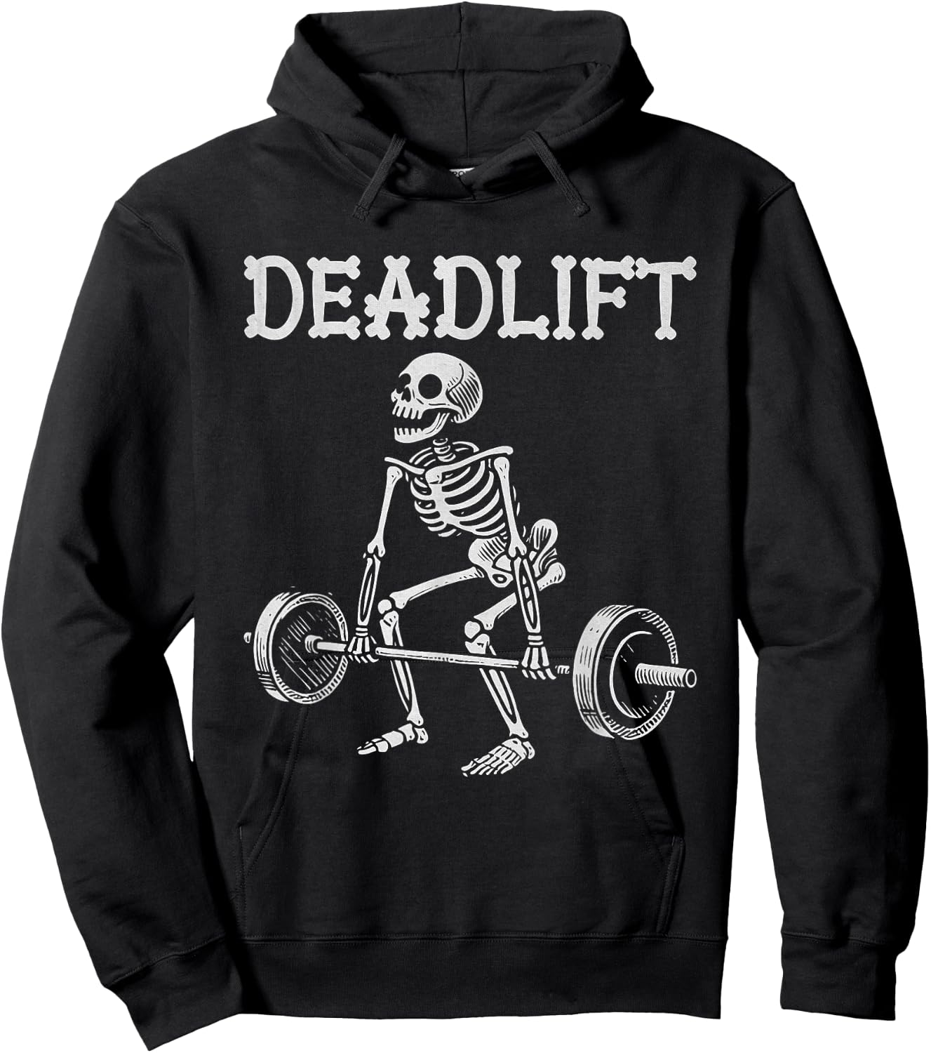 DEADLIFT Funny Halloween Skeleton Weight Lifting Workout Hoodie - Hoodie | Black