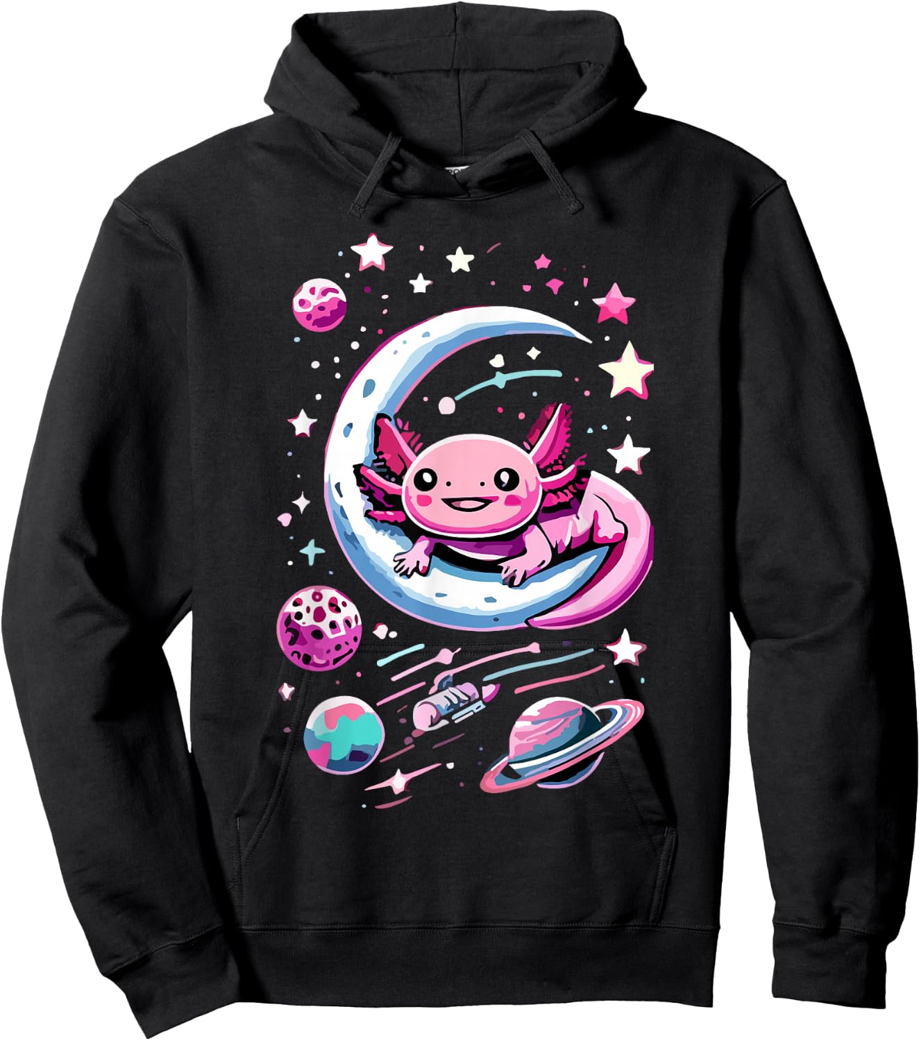 Space Adventure Kawaii Axolotl Hoodie - Hoodie | Black