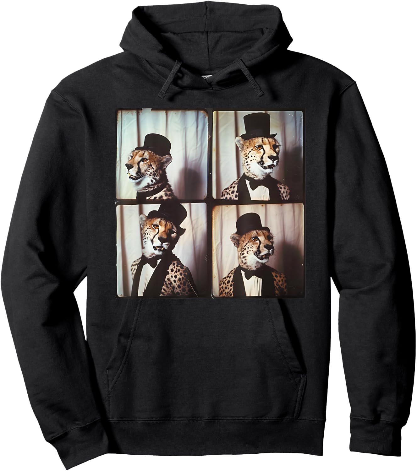 Cheetah In Suit Love Cheetahs Funny Zoo Animal Photobooth Hoodie - Hoodie | Black
