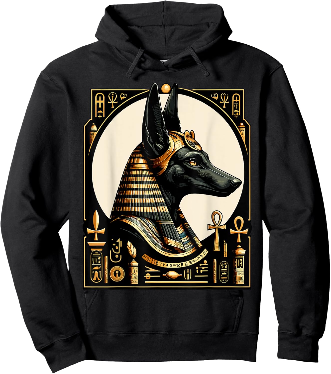 Streetwear 80s 90s Egypt retro Egyptian God Anubis Hoodie - Hoodie | Black