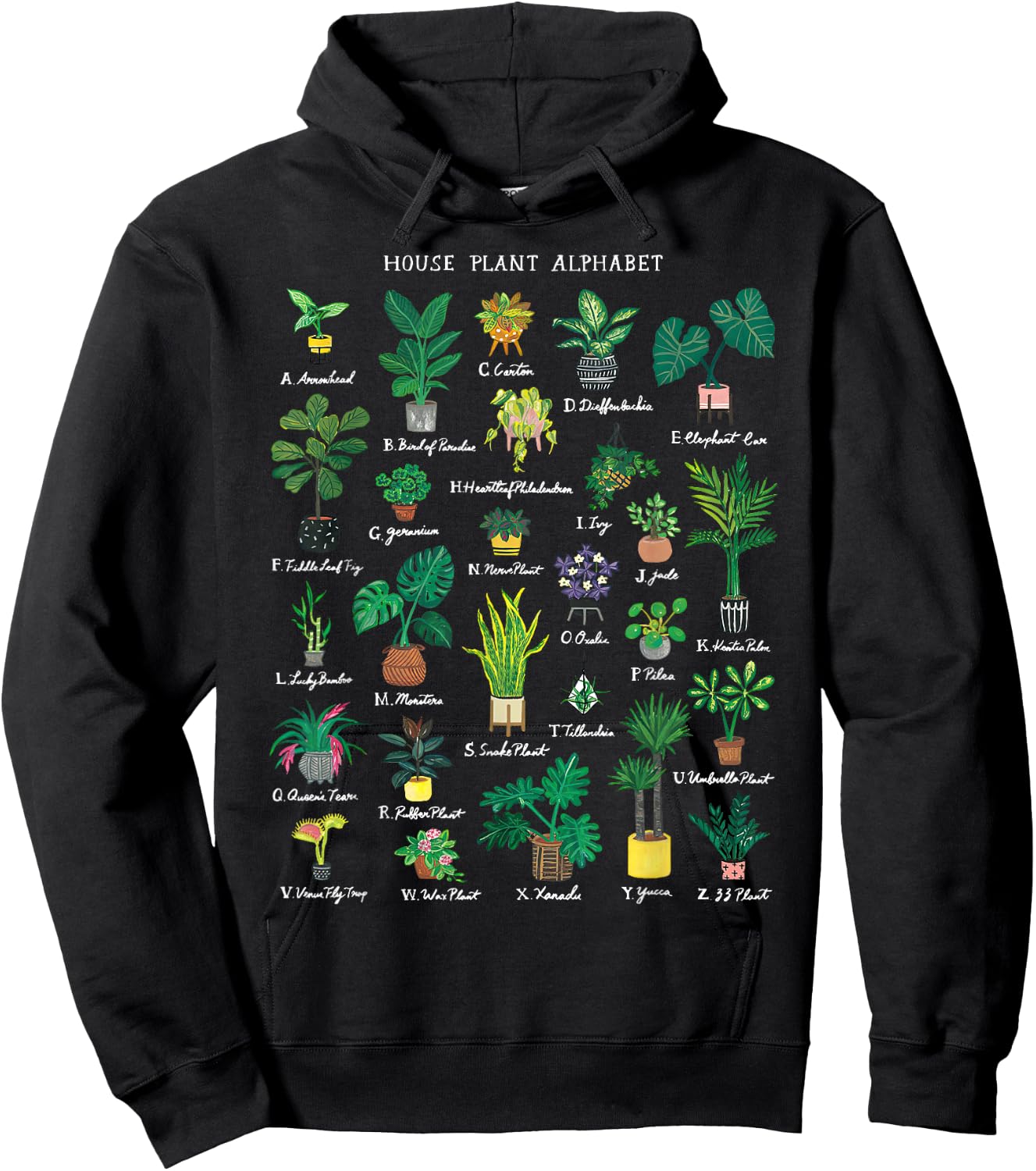 Plant Alphabet Gardener Gardening Plant Lover Women Men Hoodie - Hoodie | Black