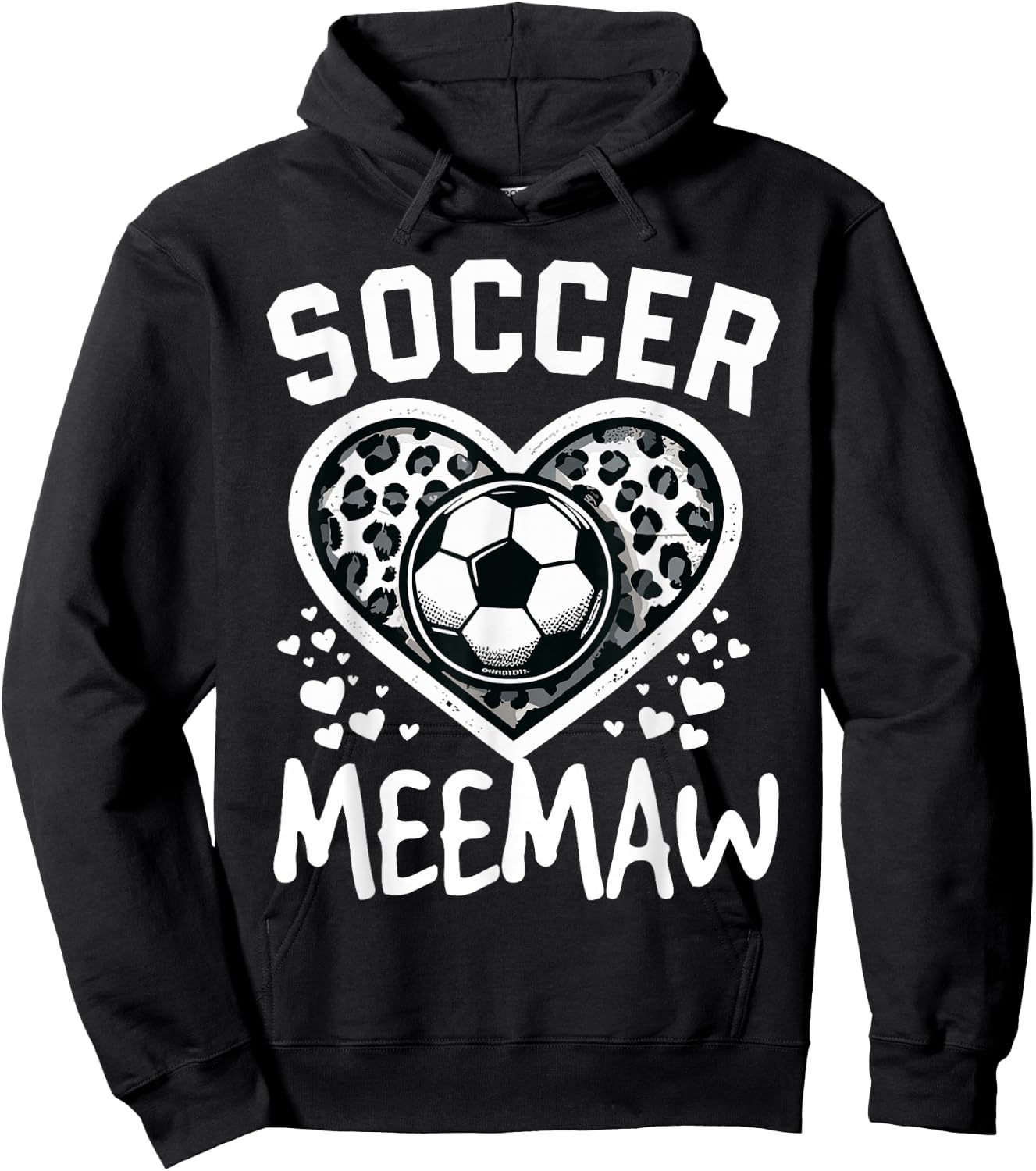 Soccer Meemaw Leopard Heart Meemaw Soccer Player Hoodie - Hoodie | Black