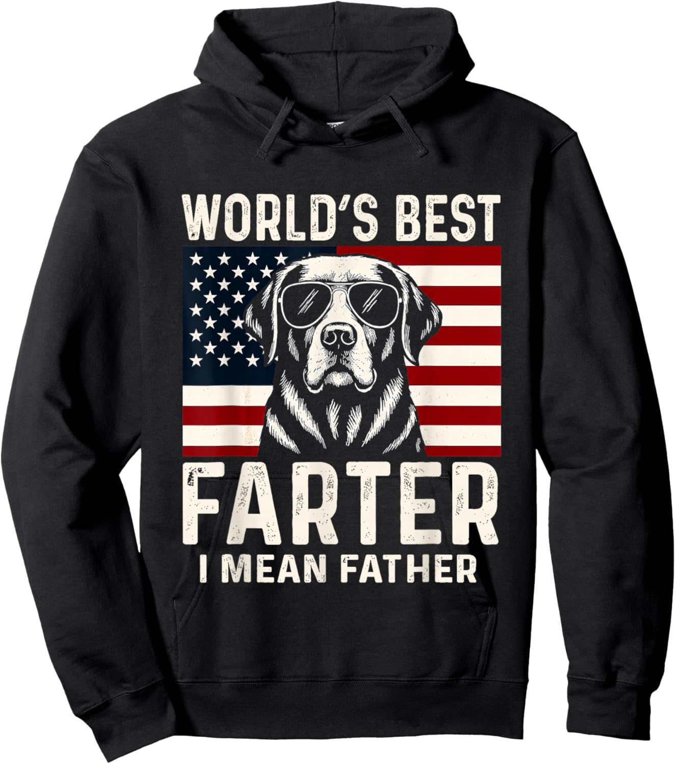 Cute Labrador Dog Retro World's Best Farter I Mean Father Hoodie - Hoodie | Black