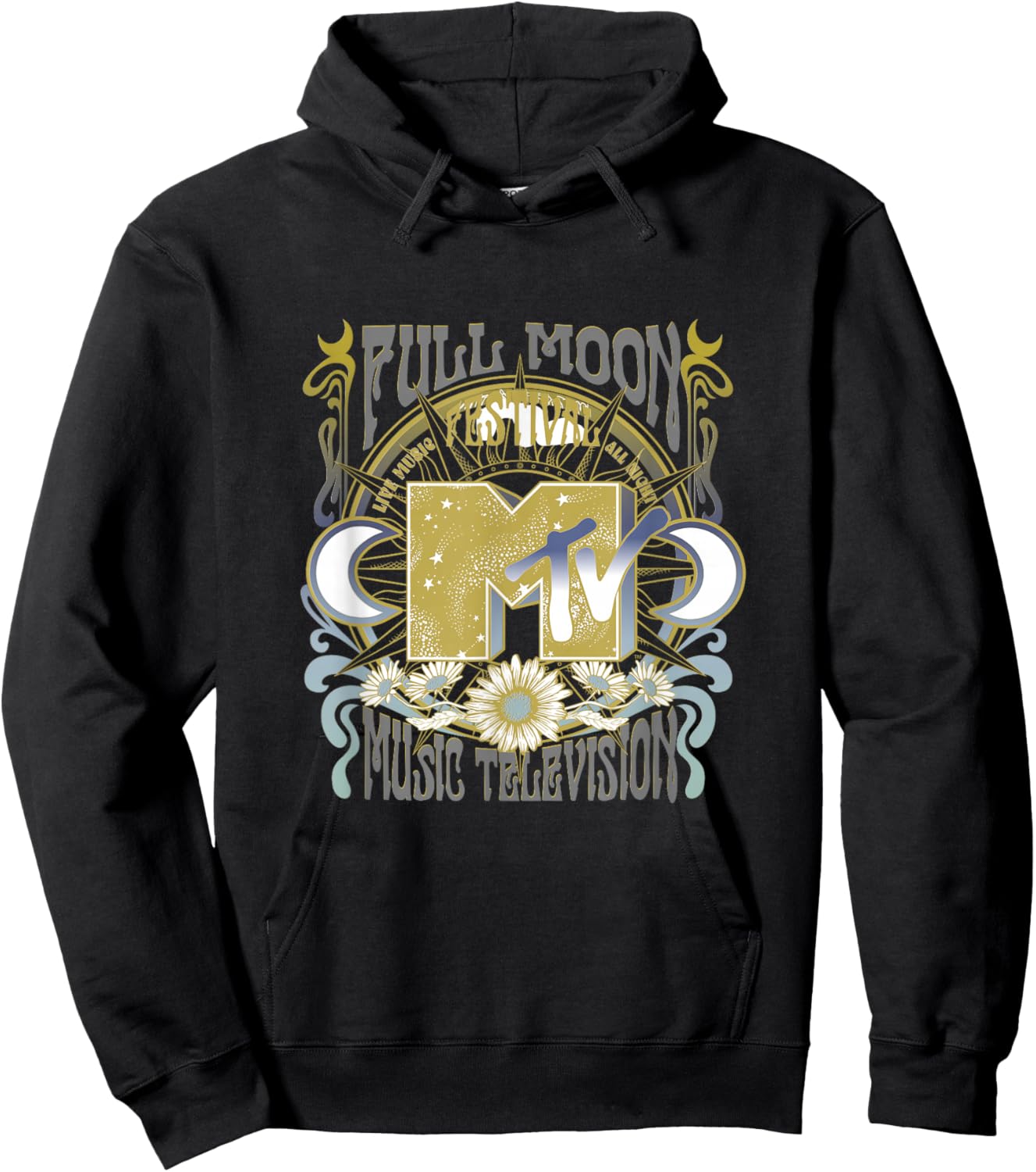 MTV Full Moon Festival Celestial Floral Hoodie - Hoodie | Black