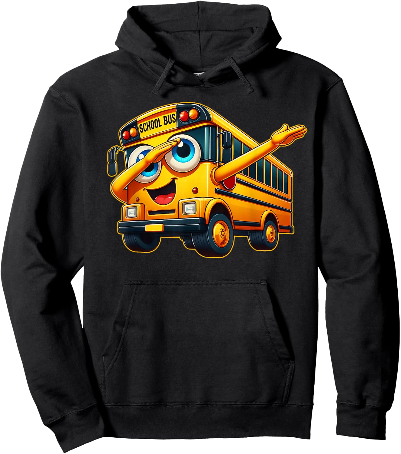 Funny Dabbing Yellow School Bus Graphic Gifts Kids Boys Hoodie - Hoodie | Black