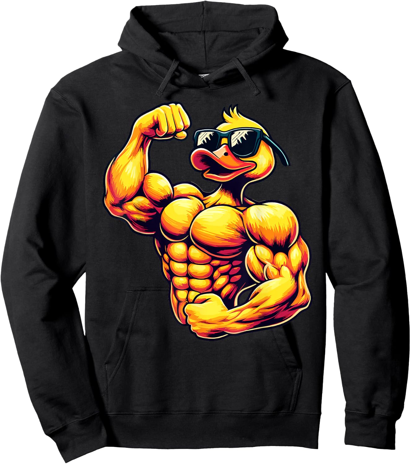 Muscular Rubber Duck Bodybuilder Duck Hoodie - Hoodie | Black