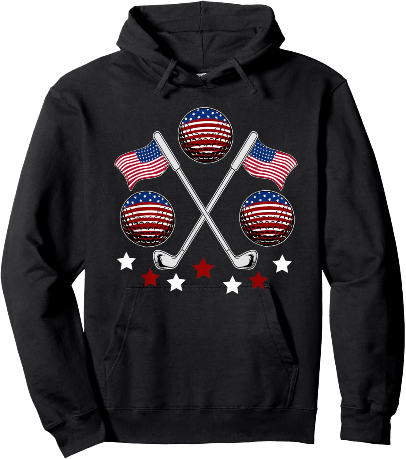 Golfer American Flag Golf Ball Player Patriot Fourth Of July Hoodie - Hoodie | Black