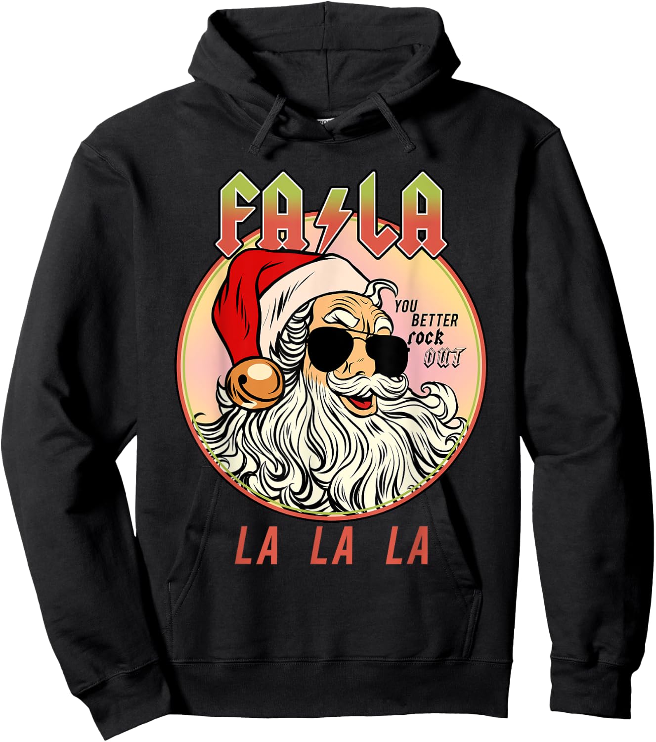 Rockstar Santa Clause Holiday Jingle Bell Rock and Roll Hoodie - Hoodie | Black