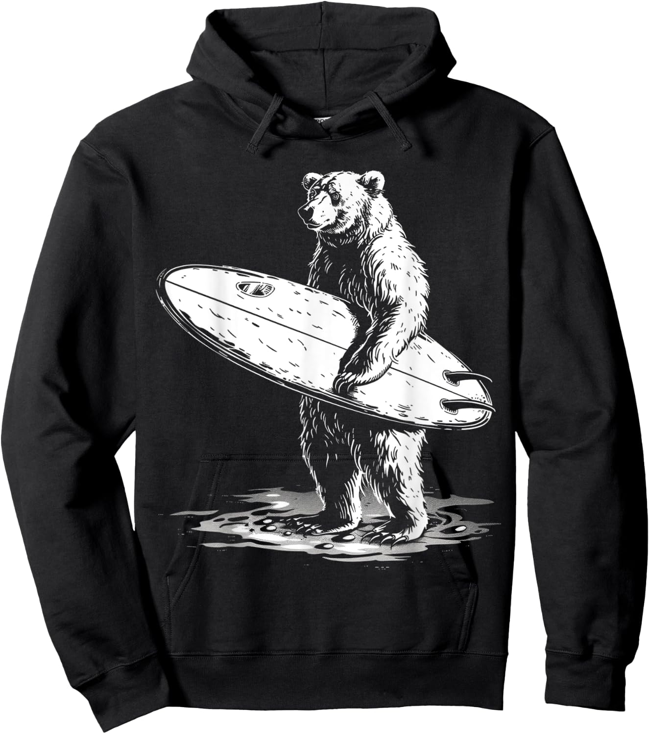 Surfing Bear Cool Beach Adventure Design Men Women Kids Hoodie - Hoodie | Black