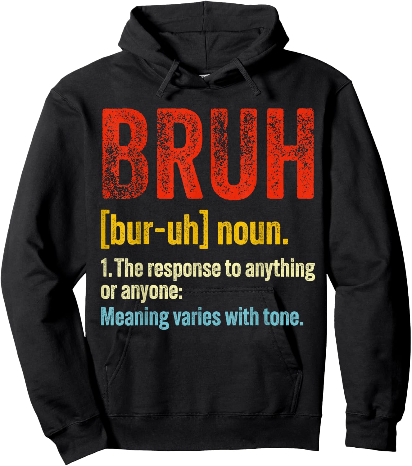Vintage Bruh Definition Funny Brother Noun Sarcastic Quote Hoodie - Hoodie | Black