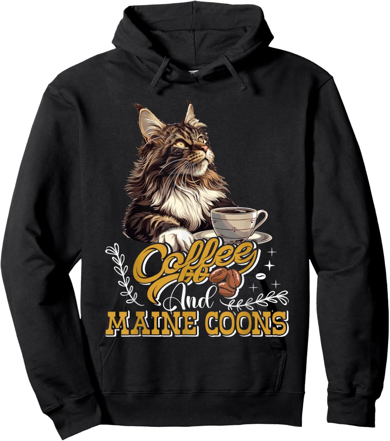 Maine Coon COFFEE AND MAINE COONS Funny Maine Coon Hoodie - Hoodie | Black
