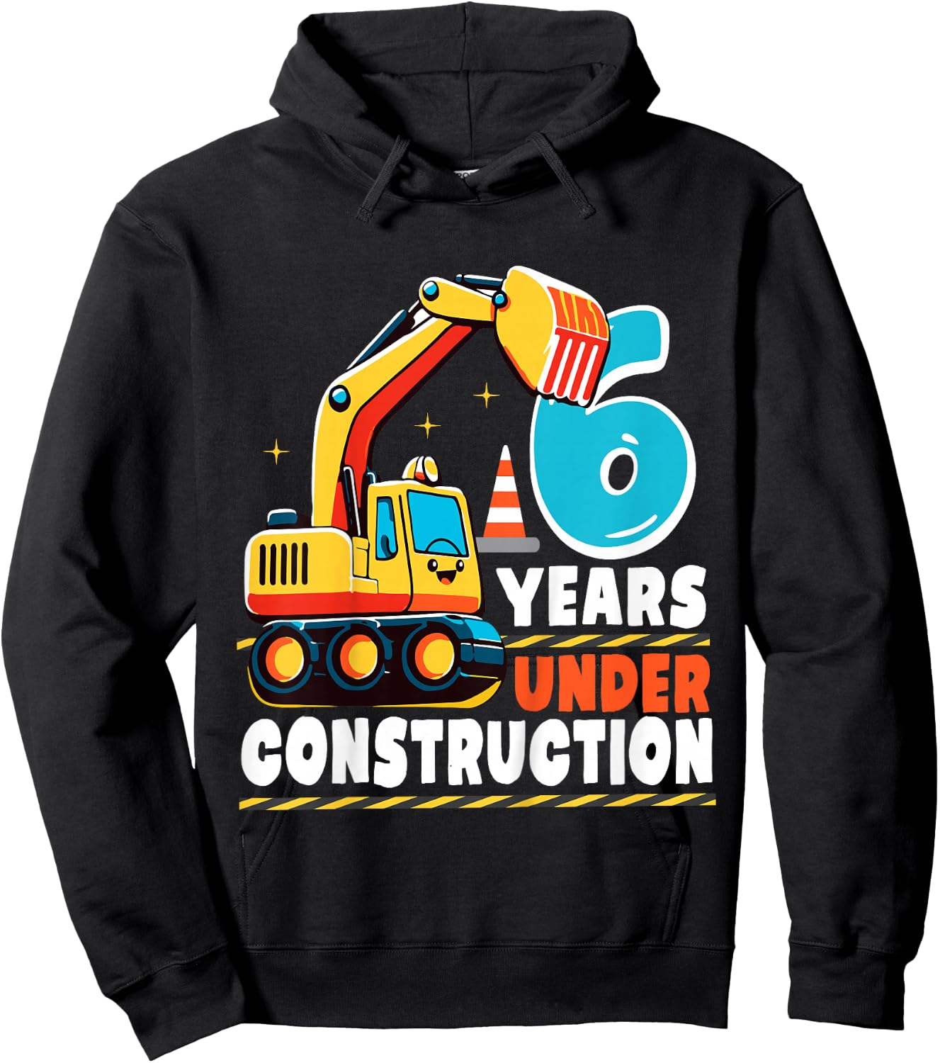 Kids 6 Years Under Construction Boy Six Year Old 6th Birthday Hoodie - Hoodie | Black