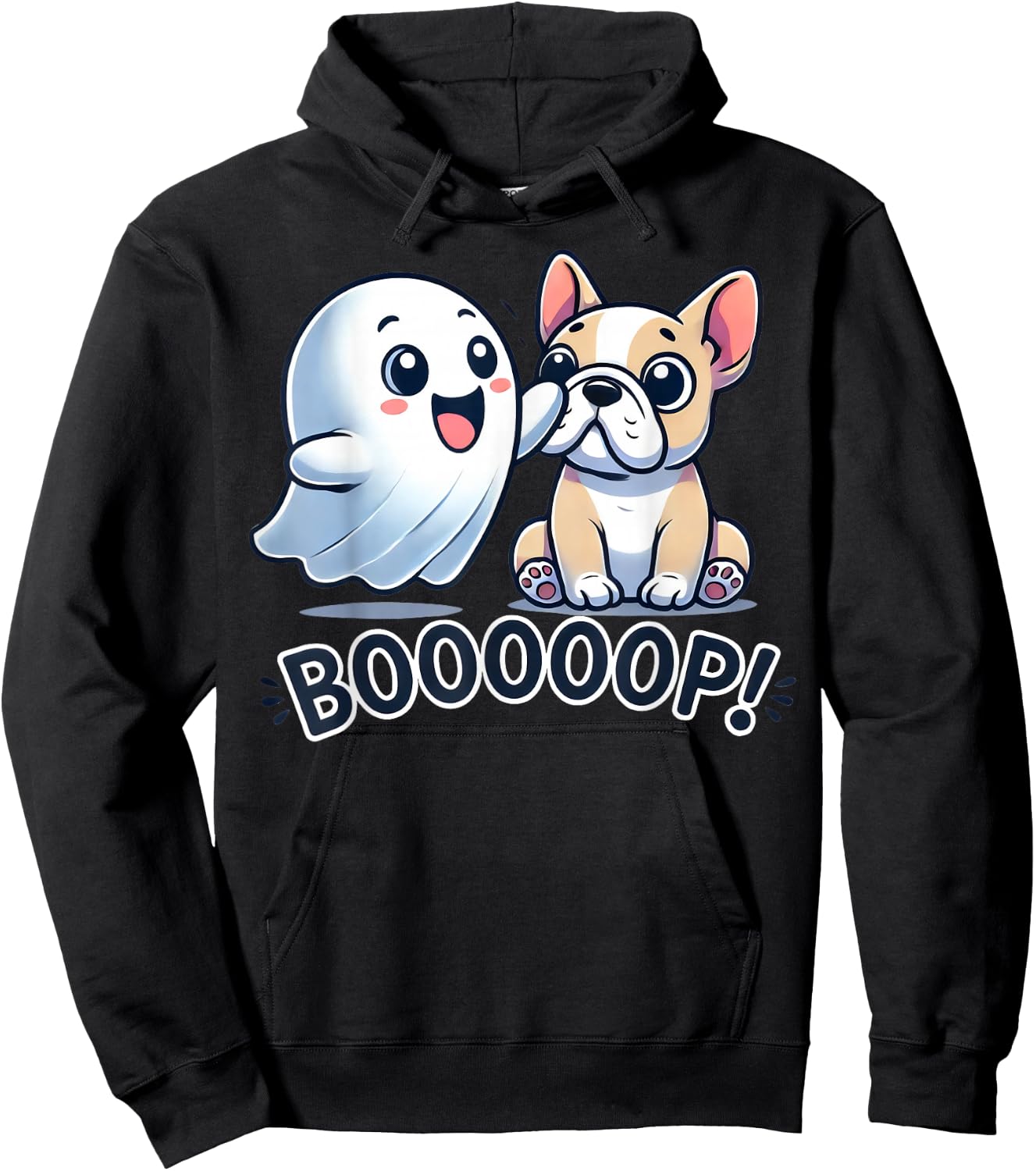 Funny Halloween Ghost French Bulldog Boop Easy Lazy Costume Men Women Kids Hoodie - Hoodie | Black