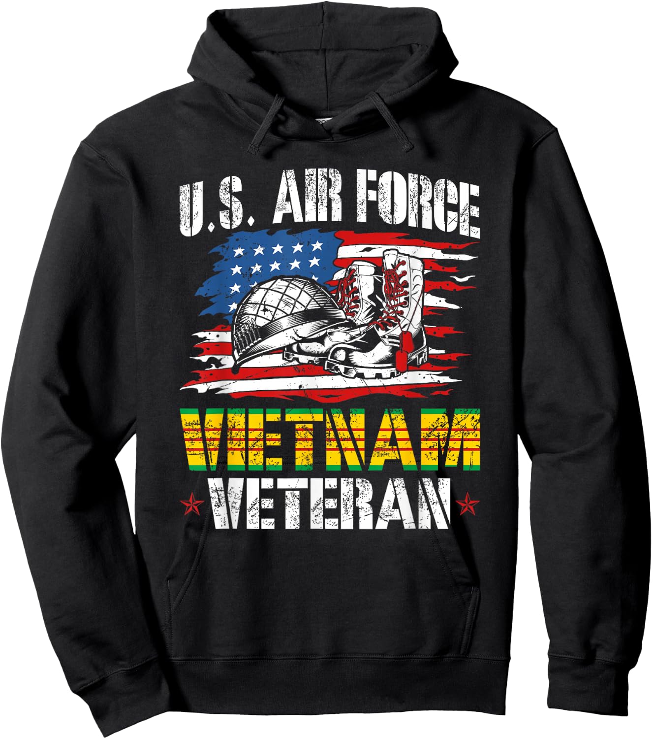 Vietnam Veteran US Air Force US Flag Hoodie - Hoodie | Black